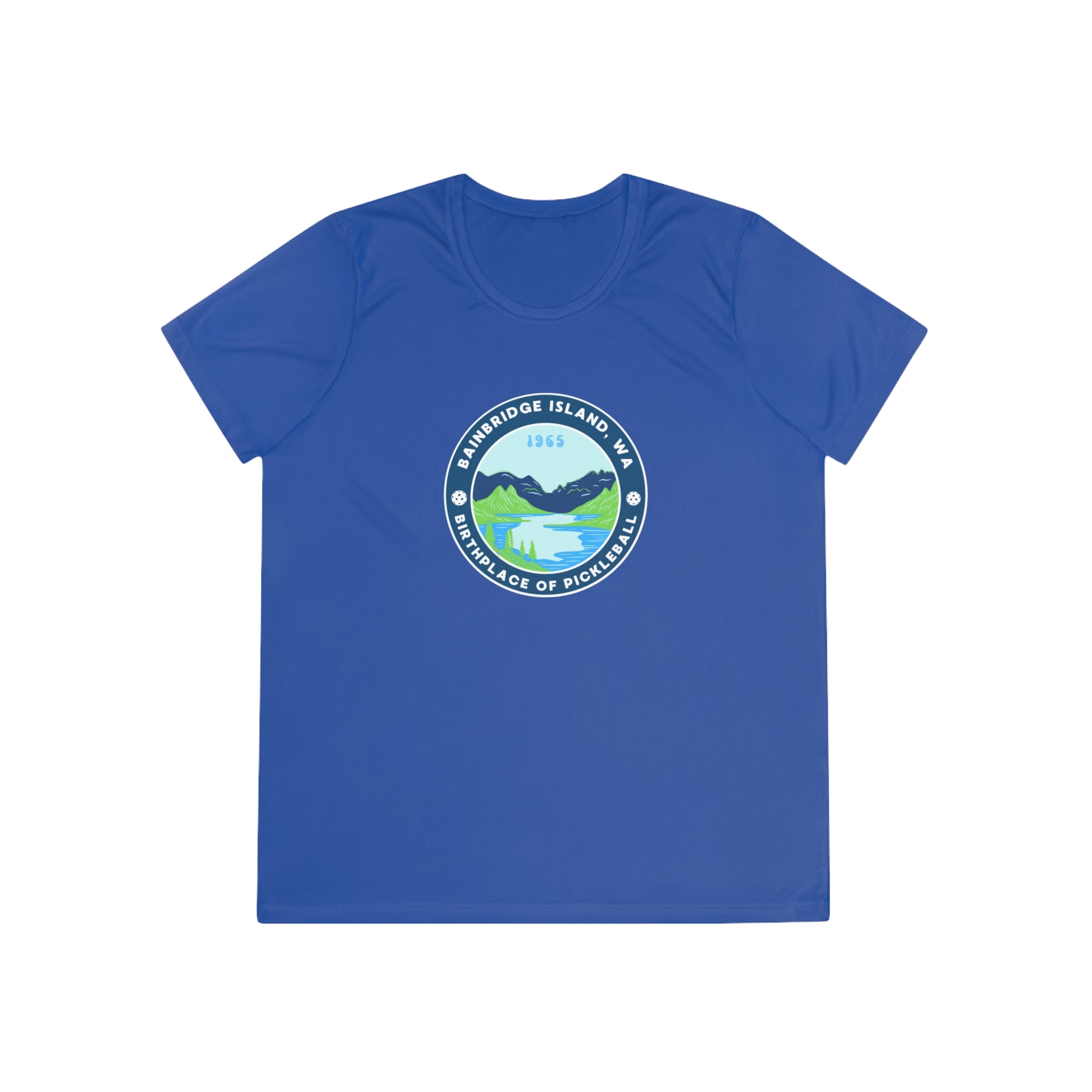 Women's Moisture Wicking Performance Semi-Fitted T-shirt | Bainbridge Island, WA the Birthplace of Pickleball Tee
