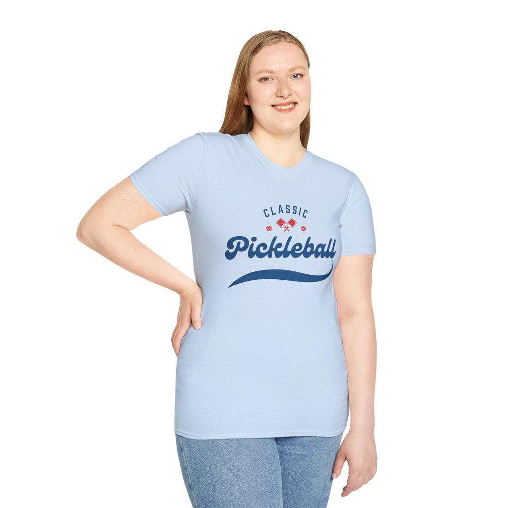Unisex Classic Red And Blue Retro Pickleball T-Shirt | Relaxed Fit, Soft & Comfy Tee | Lightweight Activewear | Player Gift