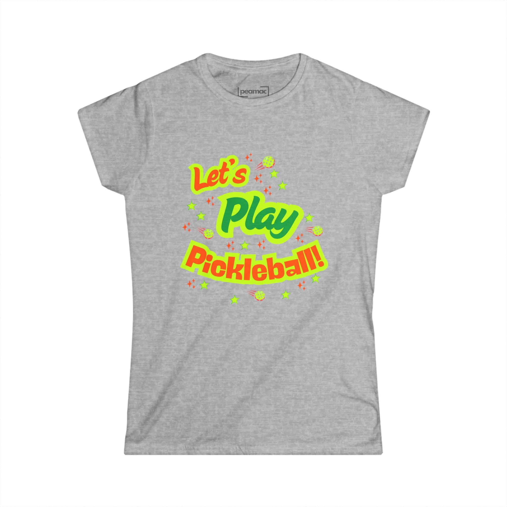 Women's Neon Let's Play Pickleball T-Shirt |  | Soft & Comfy Cotton Tee | Vibrant Active Sport Graphic Shirt | Player Gift