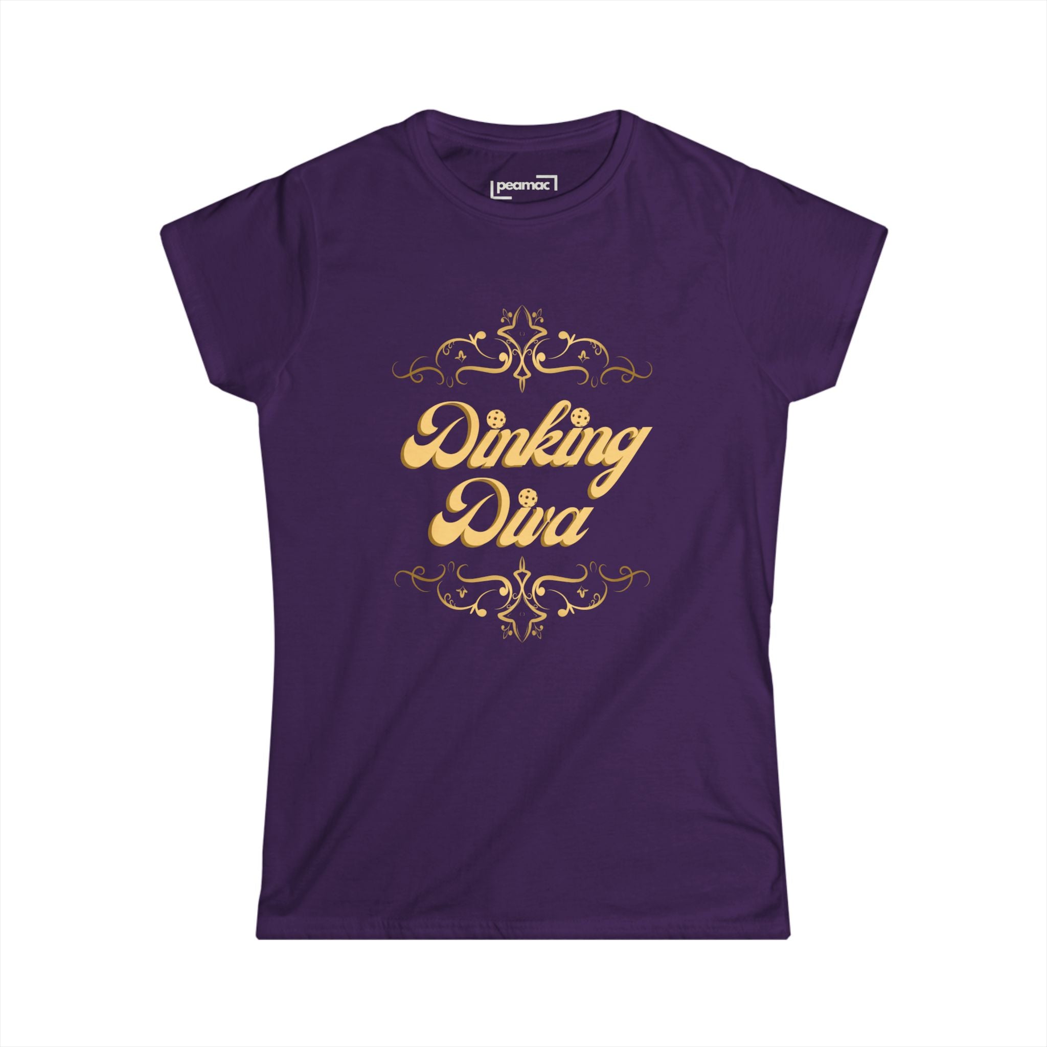 Dinking Diva Pickleball Tee, Women's Shirt, Pickleball Clothes, Gold Filigree Design, Elegant Sports Tee, Gift for Pickleball