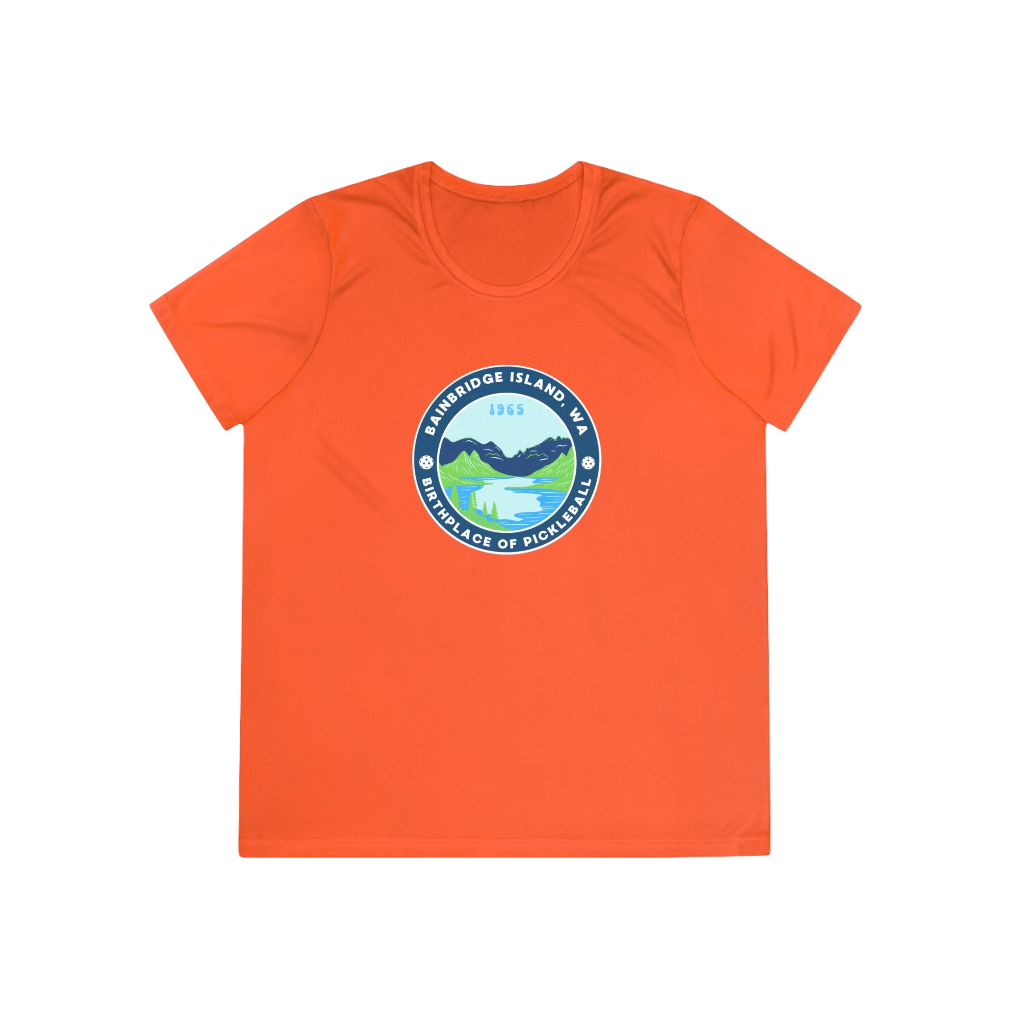 Women's Moisture Wicking Performance Semi-Fitted T-shirt | Bainbridge Island, WA the Birthplace of Pickleball Tee