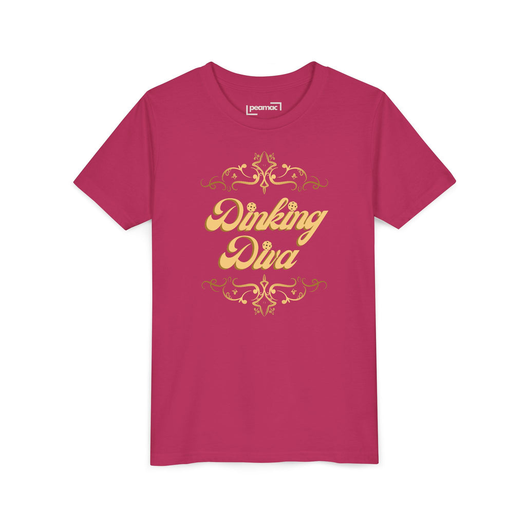 Youth Gold Dinking Diva T-Shirt | Fun Kids Tee For Pickleball, Parties, Birthdays, And Everyday Wear | Gift For Girls