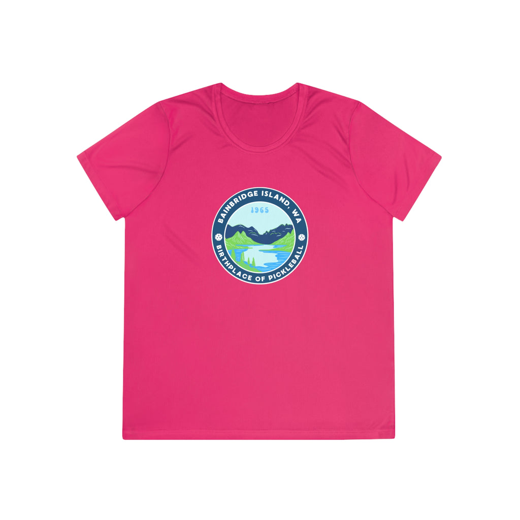 Women's Moisture Wicking Performance Semi-Fitted T-shirt | Bainbridge Island, WA the Birthplace of Pickleball Tee