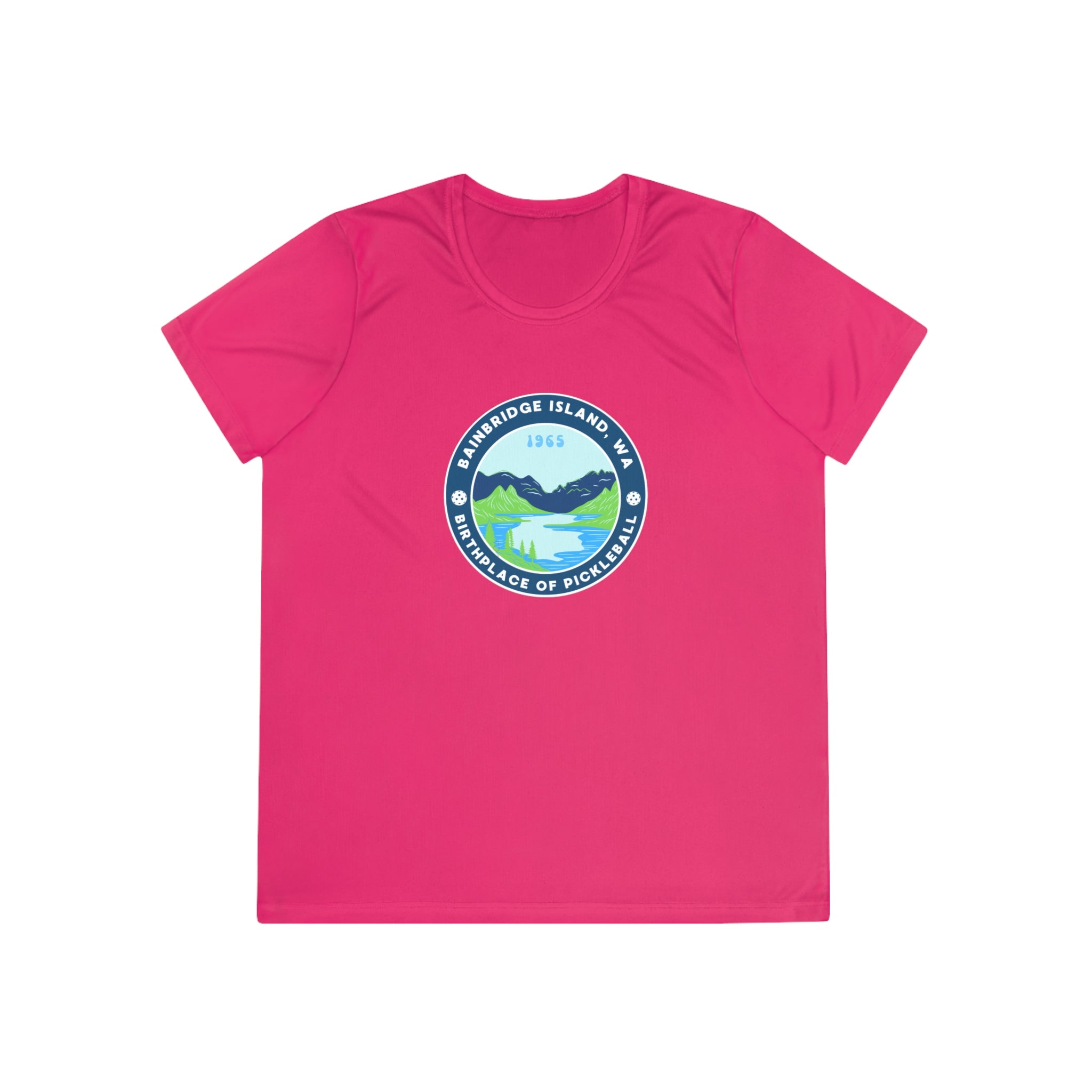Women's Moisture Wicking Performance Semi-Fitted T-shirt | Bainbridge Island, WA the Birthplace of Pickleball Tee