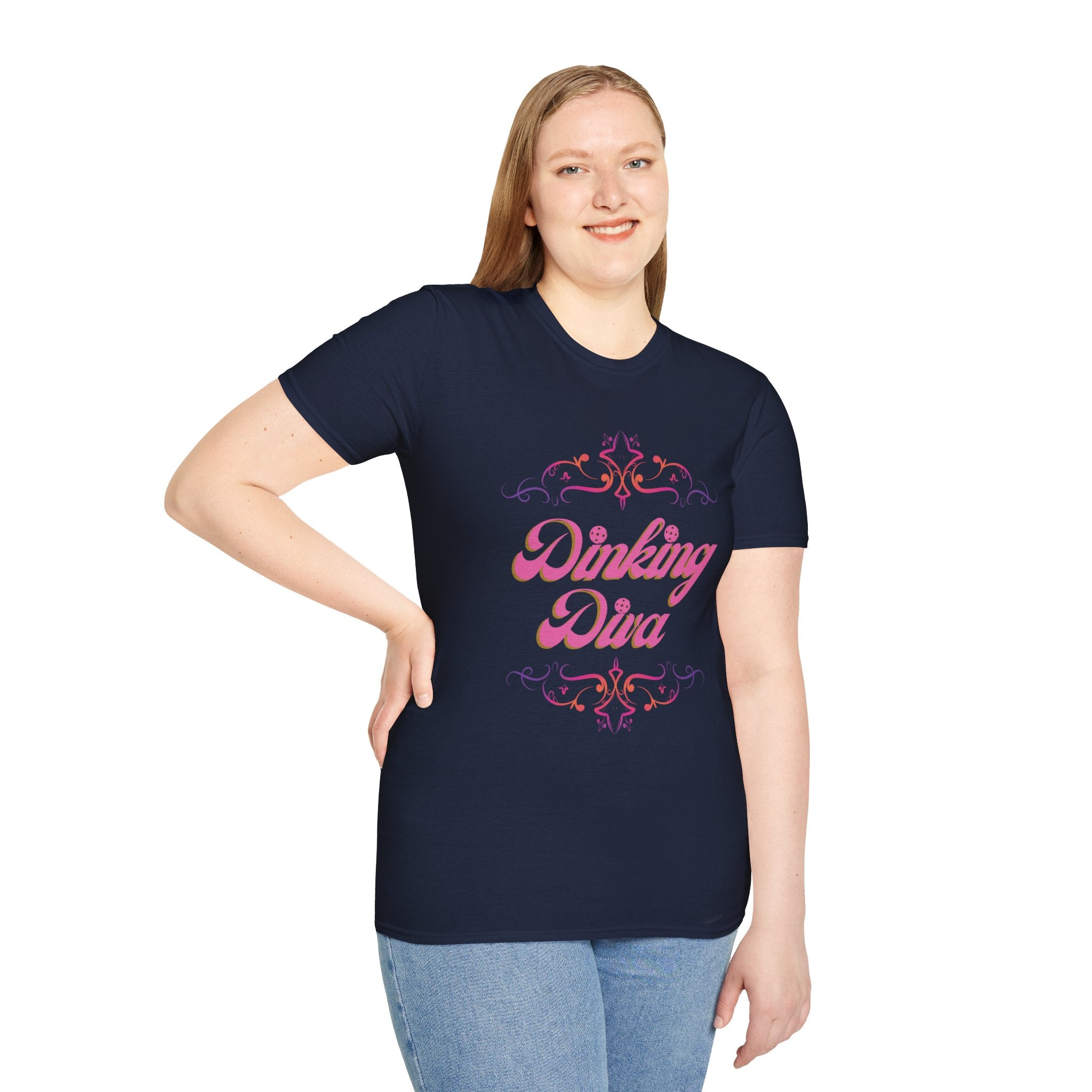 Relaxed Fit, Dinking Diva (Pink) Pickleball T-Shirt | Lightweight Activewear | Gift for Women