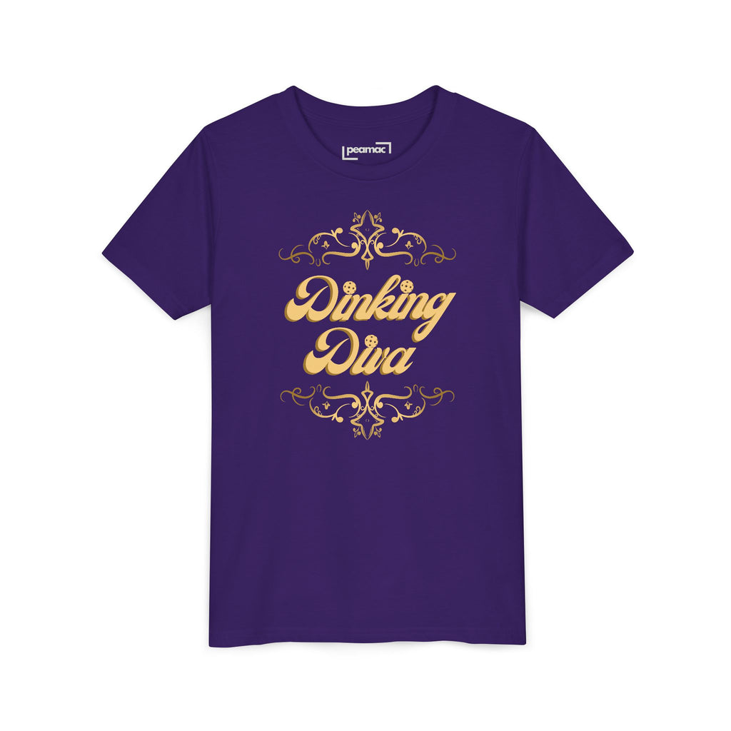 Youth Gold Dinking Diva T-Shirt | Fun Kids Tee For Pickleball, Parties, Birthdays, And Everyday Wear | Gift For Girls