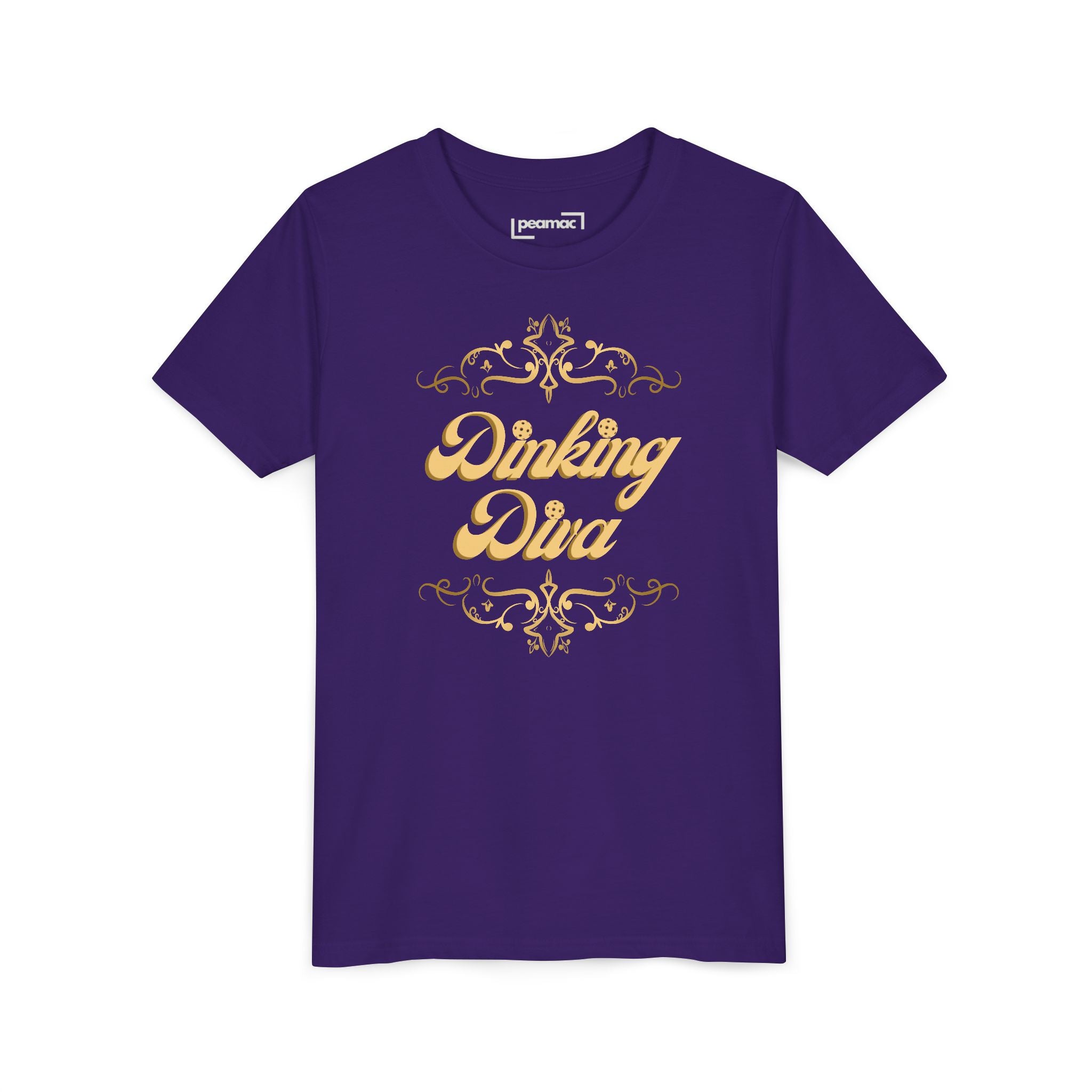 Youth Gold Dinking Diva T-Shirt | Fun Kids Tee For Pickleball, Parties, Birthdays, And Everyday Wear | Gift For Girls