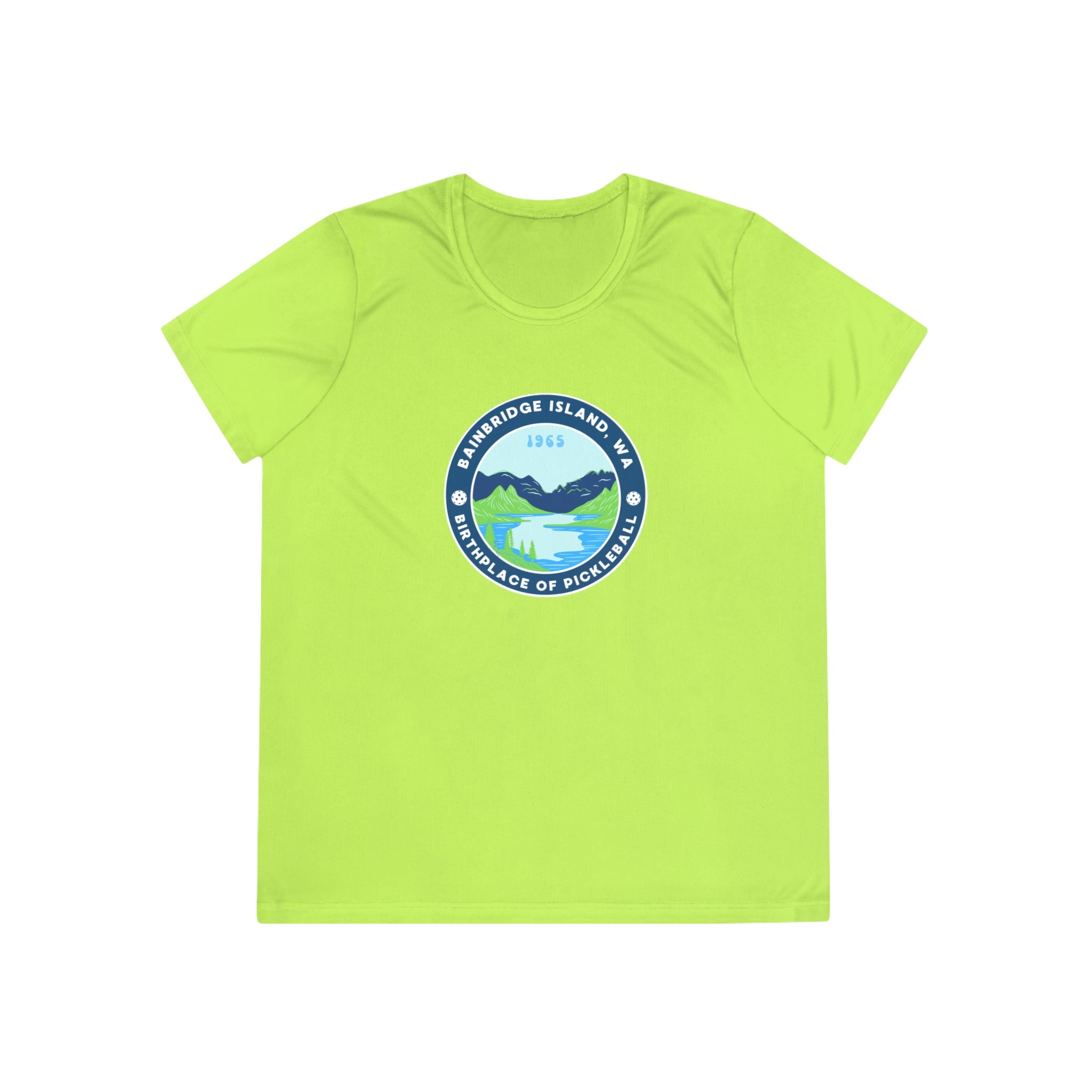 Women's Moisture Wicking Performance Semi-Fitted T-shirt | Bainbridge Island, WA the Birthplace of Pickleball Tee