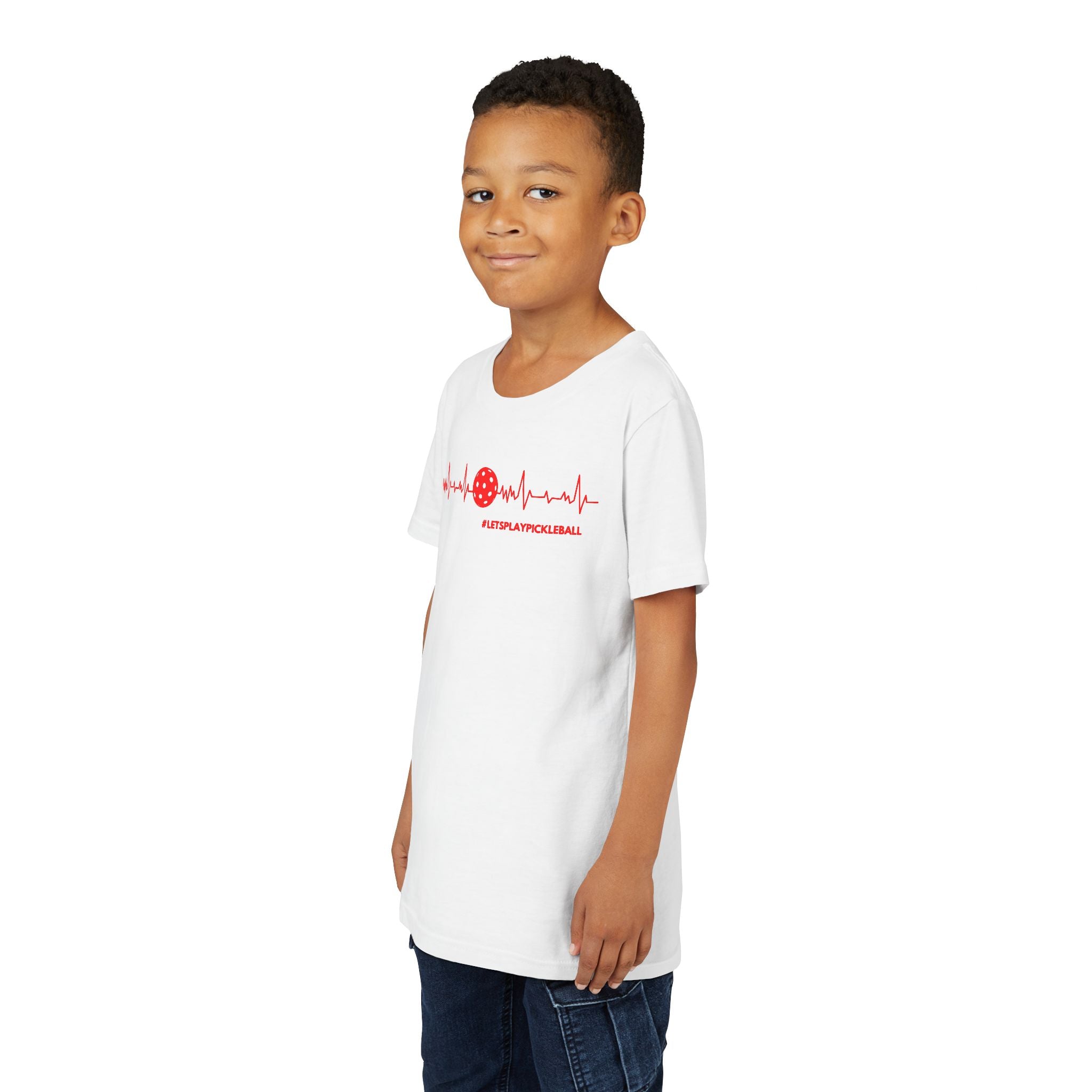 Youth Pickleball T-shirt | Heartbeat #LetsPlayPickleball Shirt  | Kids Sports Tee for Boys & Girls | Soft & Comfy