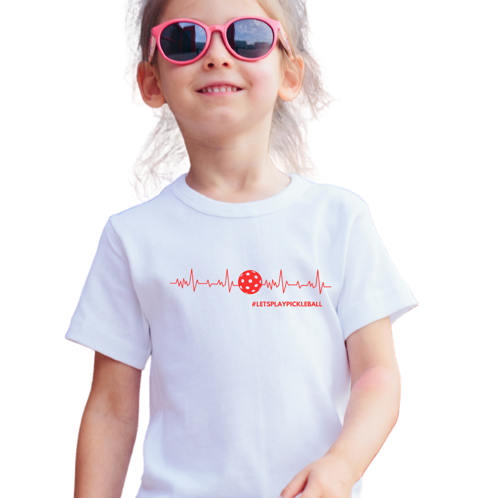 Youth Pickleball T-shirt | Heartbeat #LetsPlayPickleball Shirt  | Kids Sports Tee for Boys & Girls | Soft & Comfy