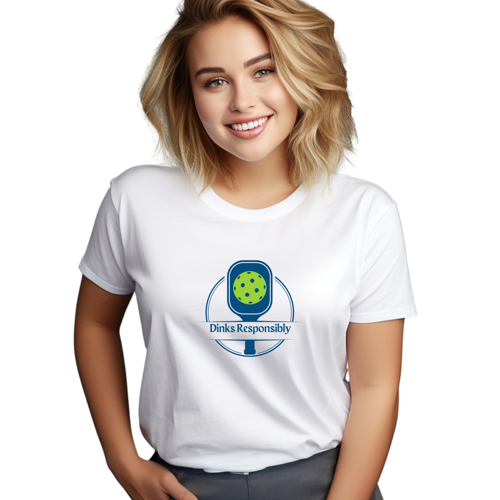 Dinks Responsibly Pickleball Tee | Funny Women's Semi-Fitted Softstyle T-Shirt | Gift for Player