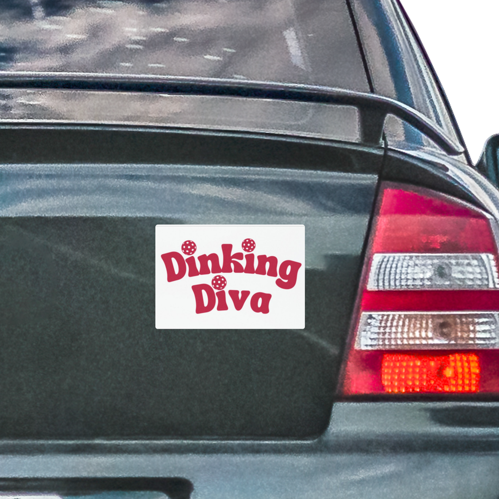Dinking Diva Car Magnets | Fun Automotive Accessories, Gifts for Pickleball Lovers, Playful Dinking Design by PeaMac Tees