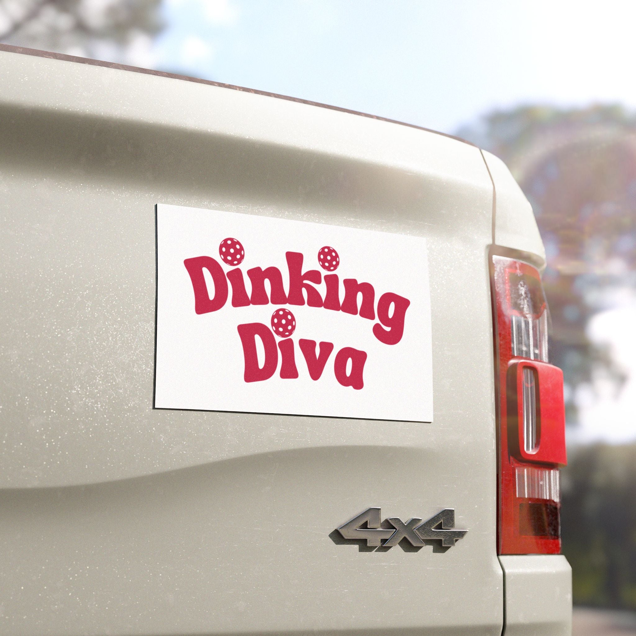 Dinking Diva Car Magnets | Fun Automotive Accessories, Gifts for Pickleball Lovers, Playful Dinking Design by PeaMac Tees