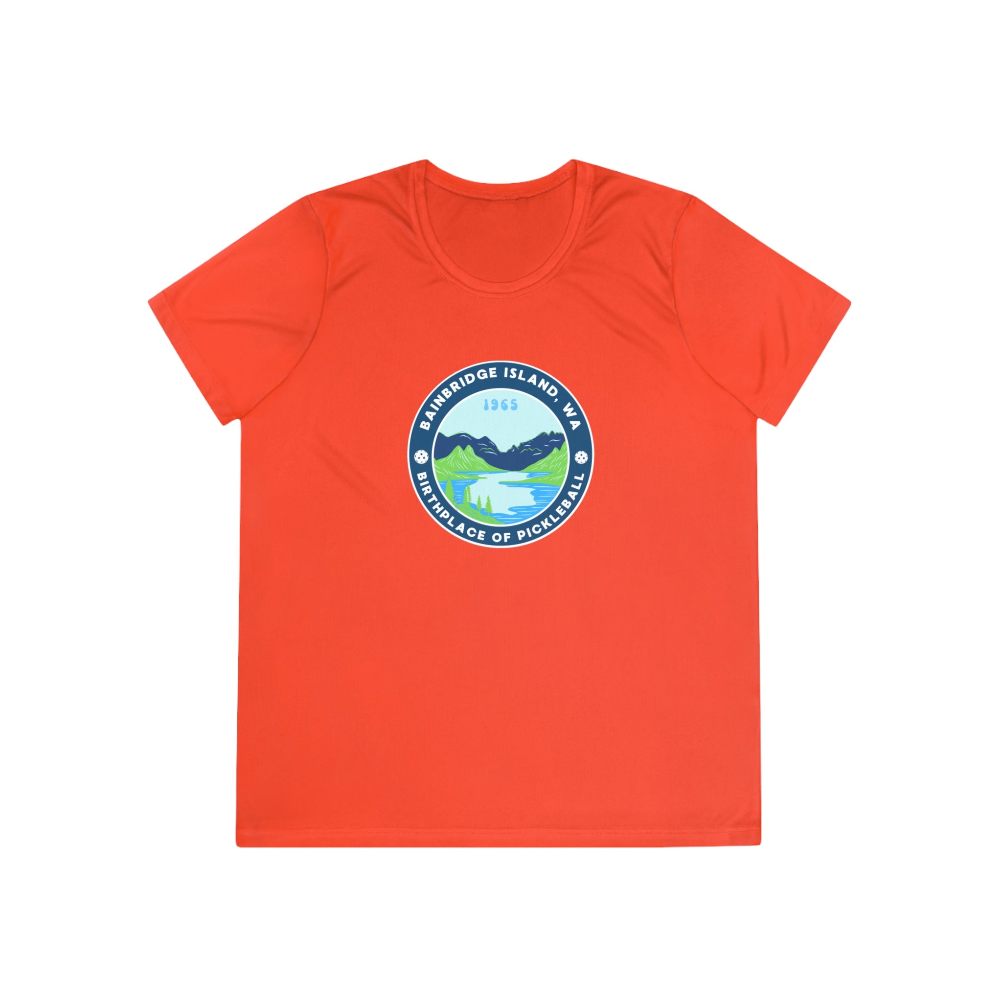 Women's Moisture Wicking Performance Semi-Fitted T-shirt | Bainbridge Island, WA the Birthplace of Pickleball Tee