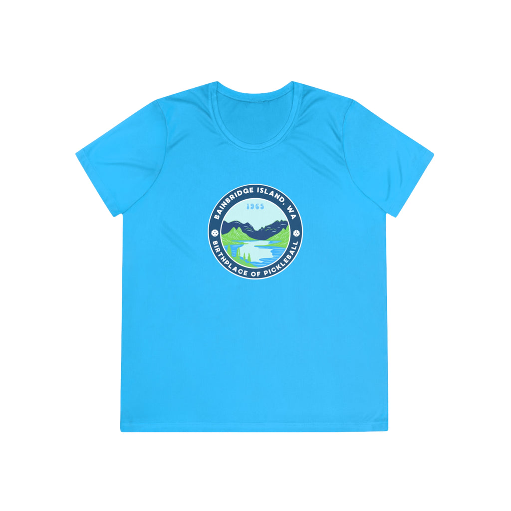 Women's Moisture Wicking Performance Semi-Fitted T-shirt | Bainbridge Island, WA the Birthplace of Pickleball Tee