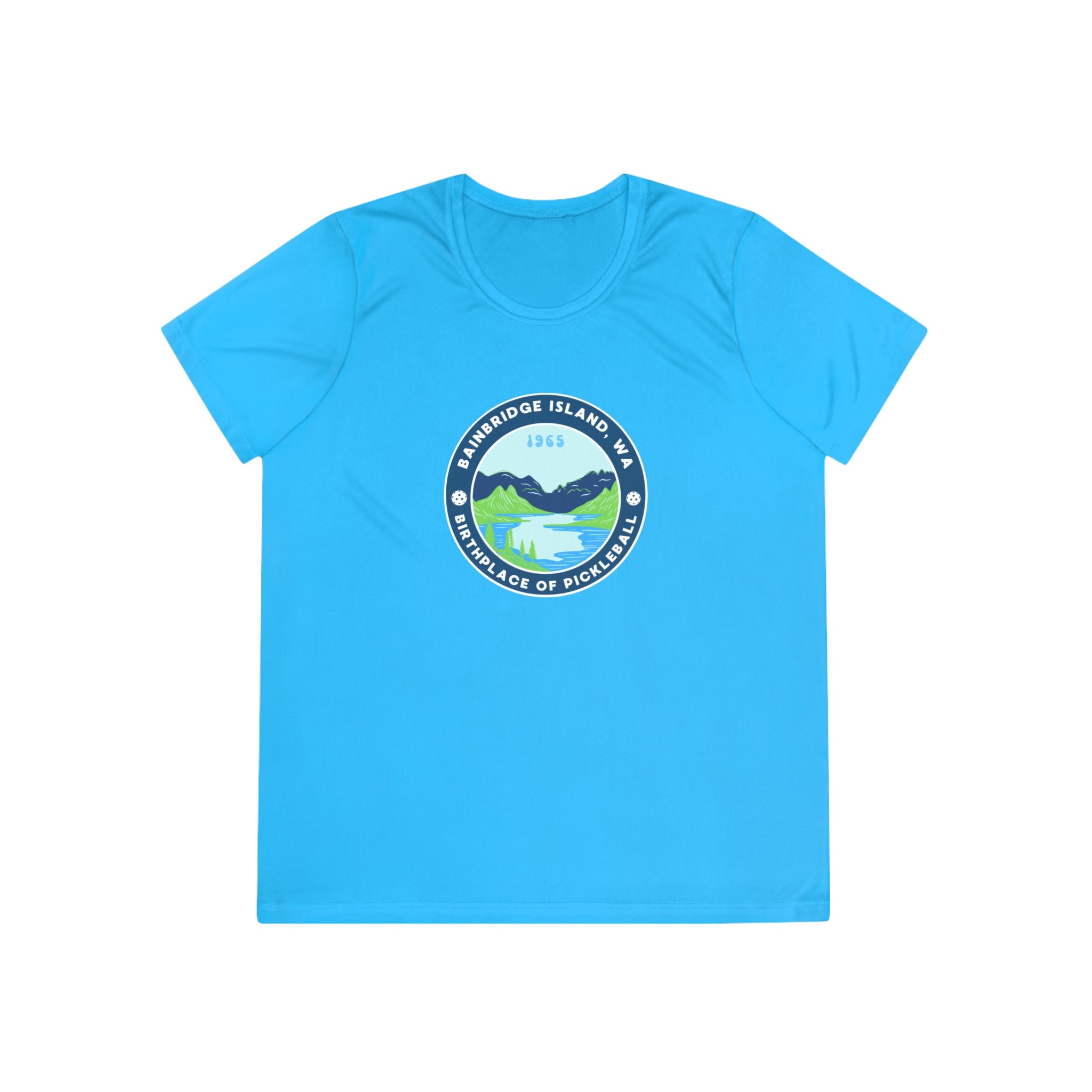 Women's Moisture Wicking Performance Semi-Fitted T-shirt | Bainbridge Island, WA the Birthplace of Pickleball Tee