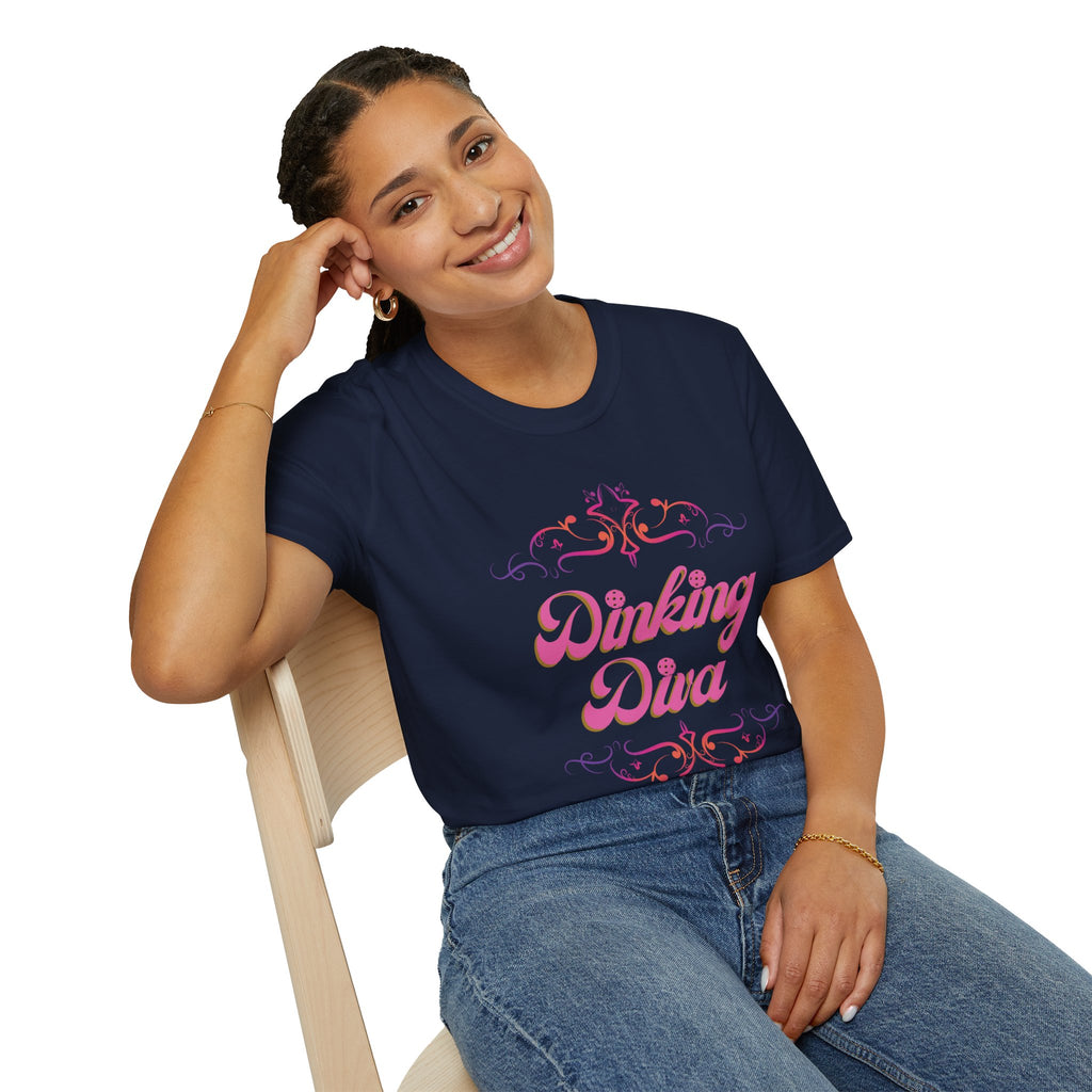 Relaxed Fit, Dinking Diva (Pink) Pickleball T-Shirt | Lightweight Activewear | Gift for Women