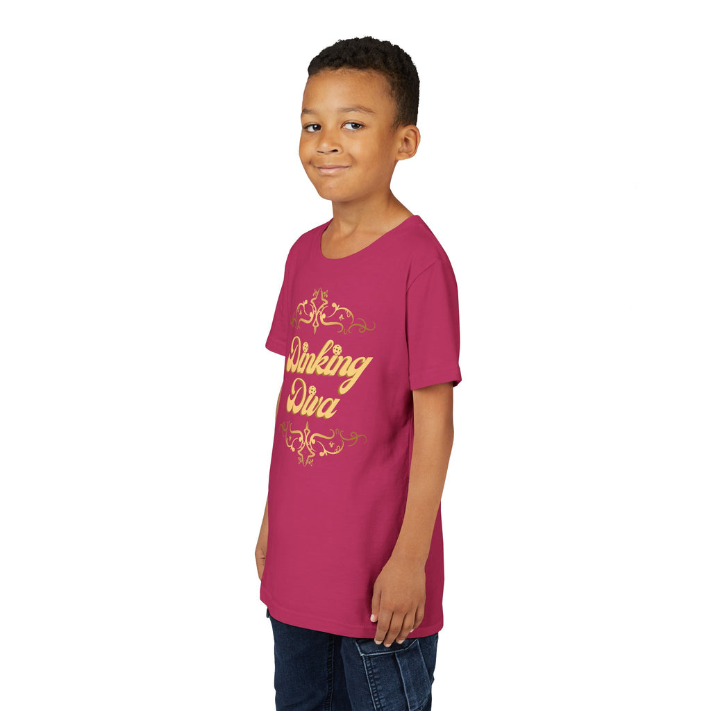 Youth Gold Dinking Diva T-Shirt | Fun Kids Tee For Pickleball, Parties, Birthdays, And Everyday Wear | Gift For Girls
