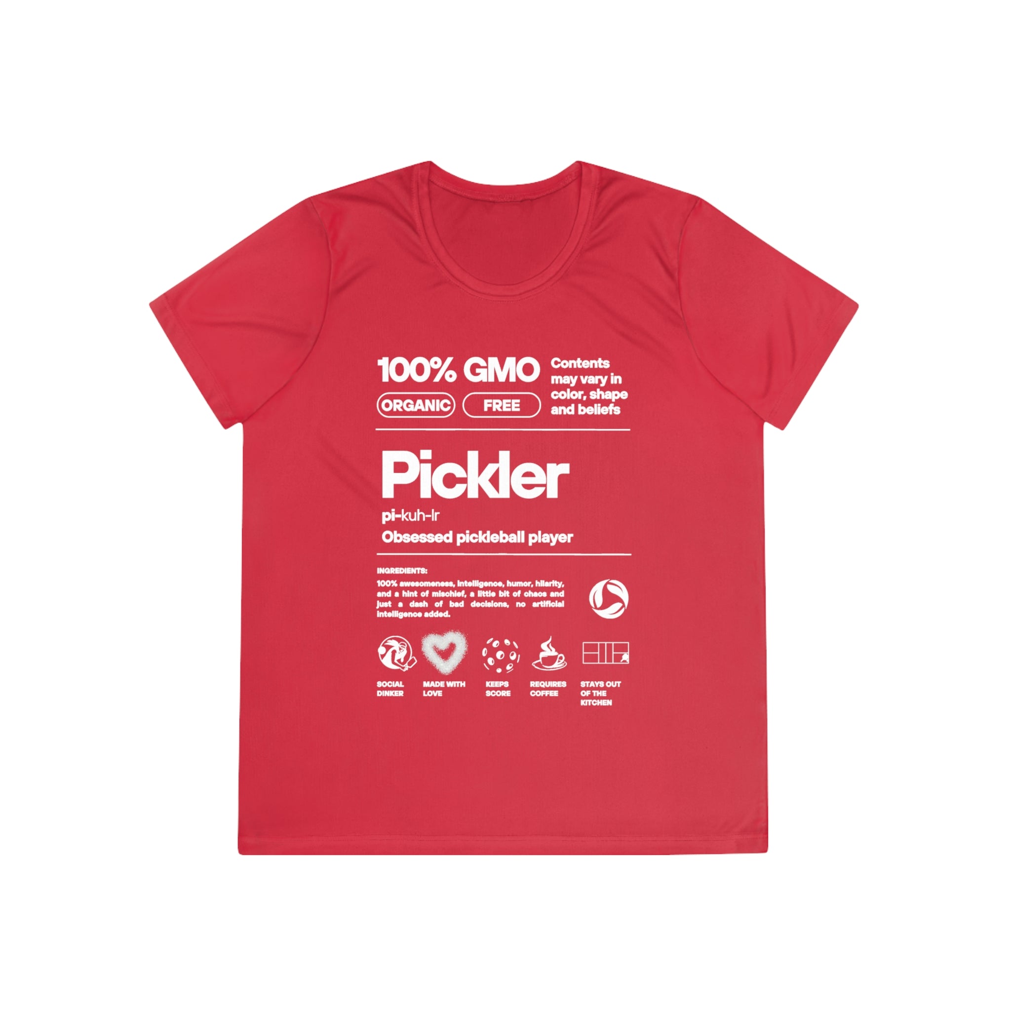 Women's Pickler Funny Definitions Tee | Moisture Wicking Performance T-Shirt | Lightweight Activewear | Gift for Players