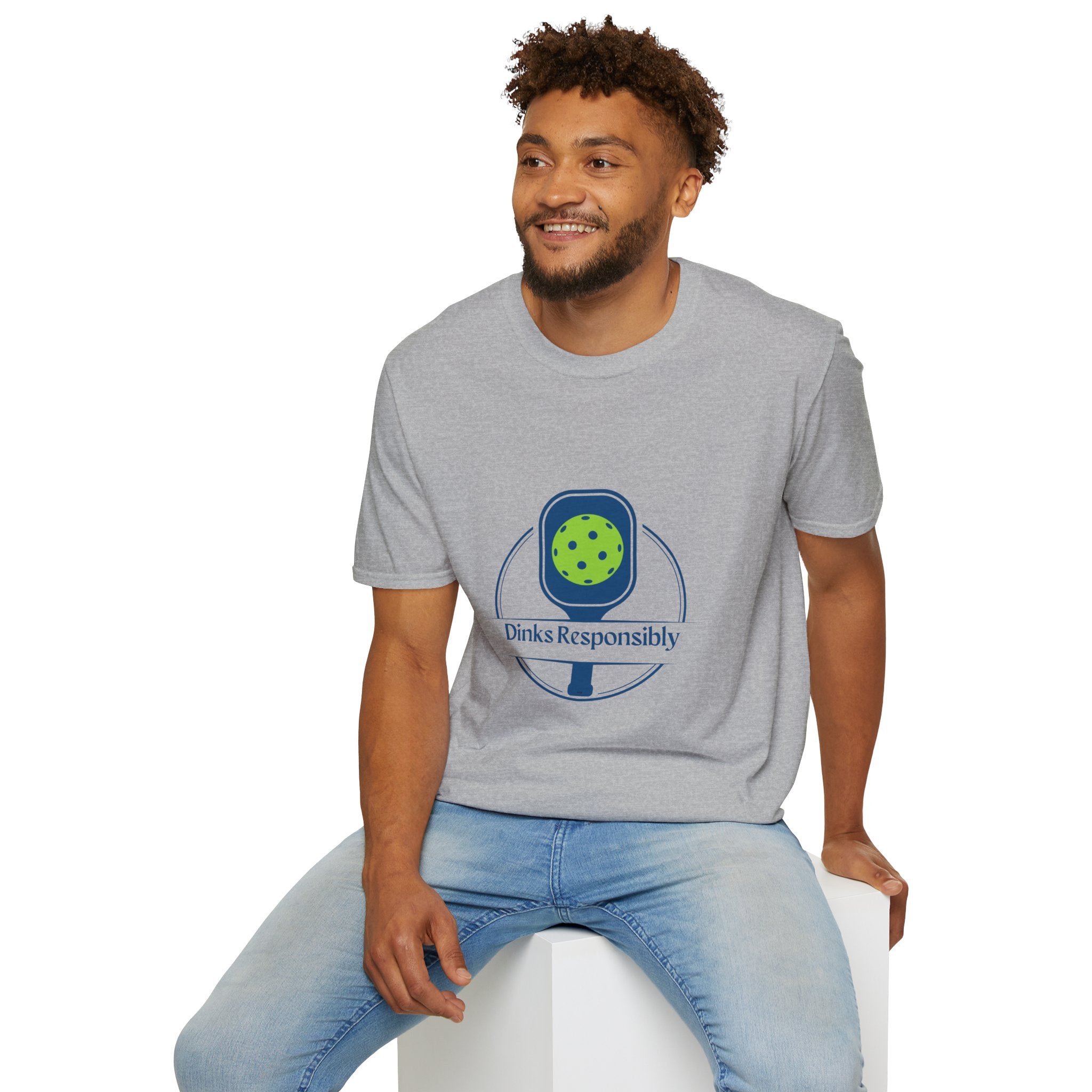 Dinks Responsibly Pickleball T-Shirt | Funny, Relaxed Fit, Unisex Softstyle Tee | Player Gift for Men & Women