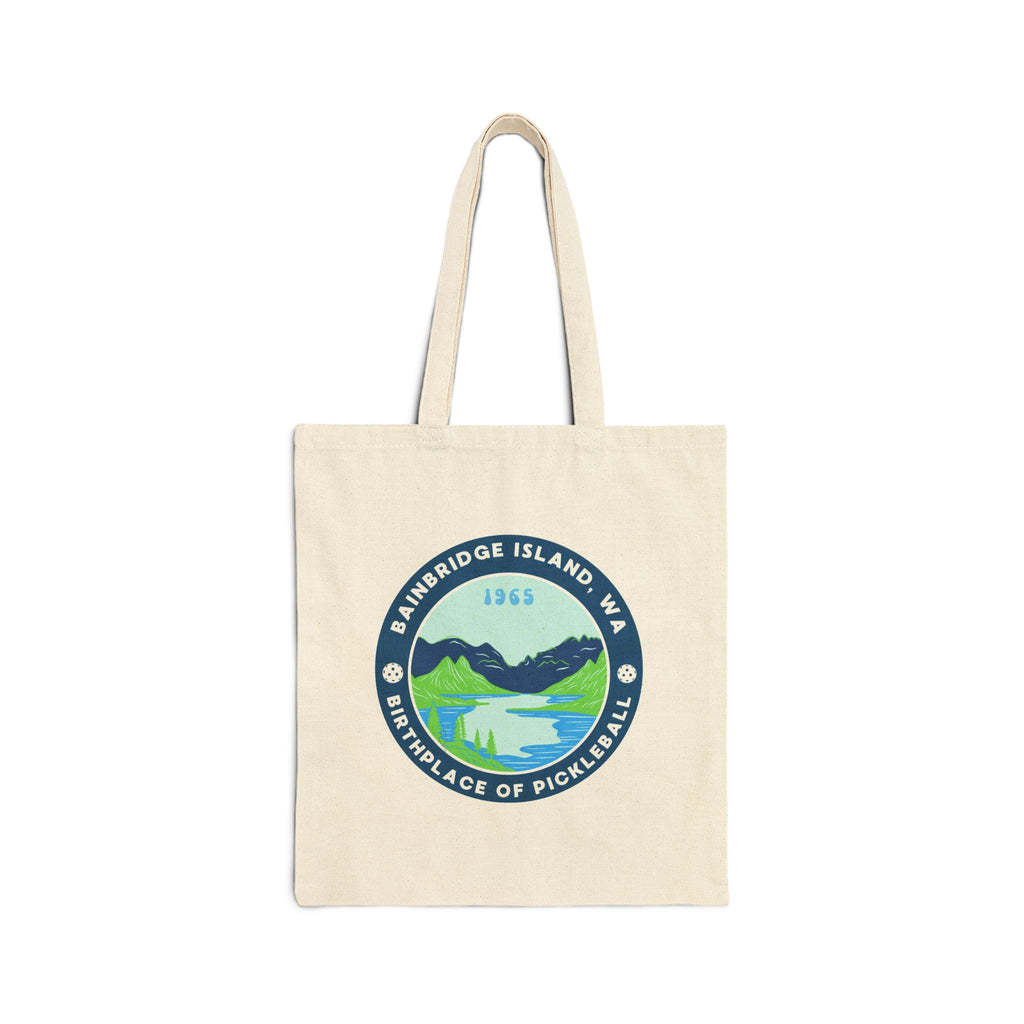 Birthplace of Pickleball, Bainbridge Island WA | Canvas Tote for Gear | Black & Natural Cotton Shoulder Bags Gift for Players