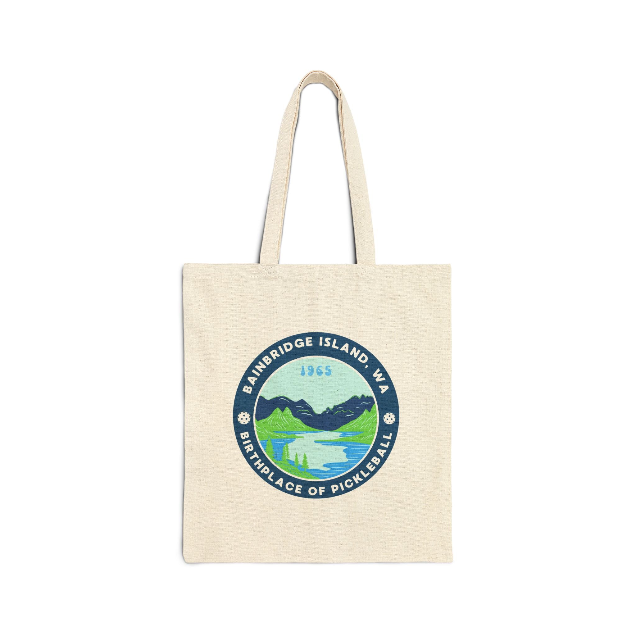 Birthplace of Pickleball, Bainbridge Island WA | Canvas Tote for Gear | Black & Natural Cotton Shoulder Bags Gift for Players