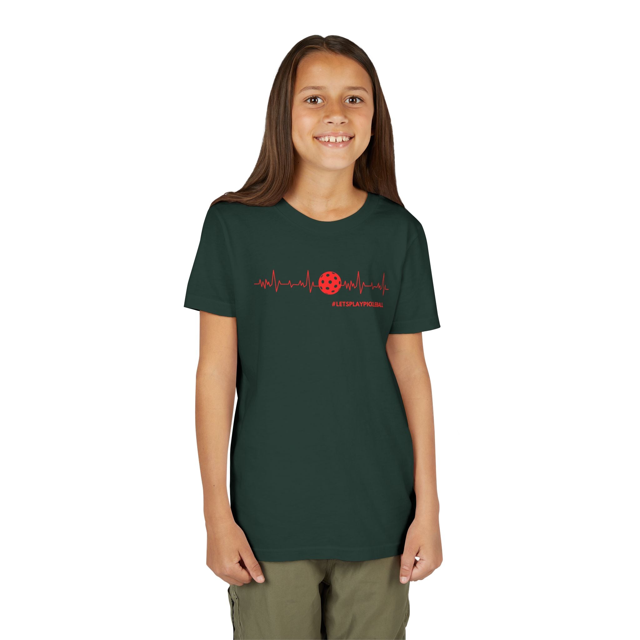 Youth Pickleball T-shirt | Heartbeat #LetsPlayPickleball Shirt  | Kids Sports Tee for Boys & Girls | Soft & Comfy