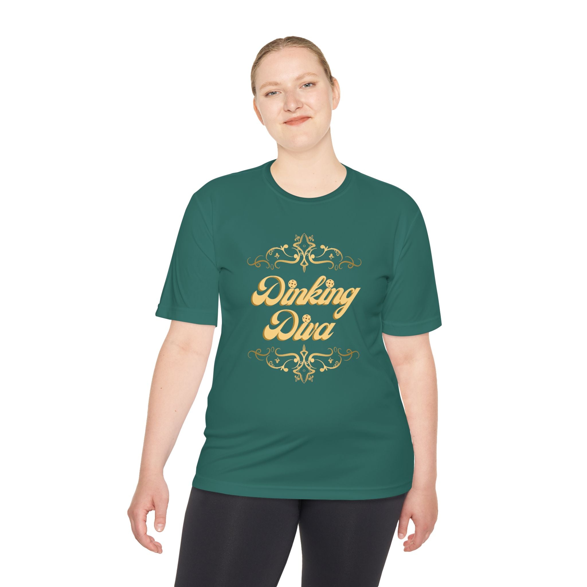 Pickleball Relaxed Fit, Moisture Wicking Performance T-Shirt | Dinking Diva (Gold) | Lightweight Activewear