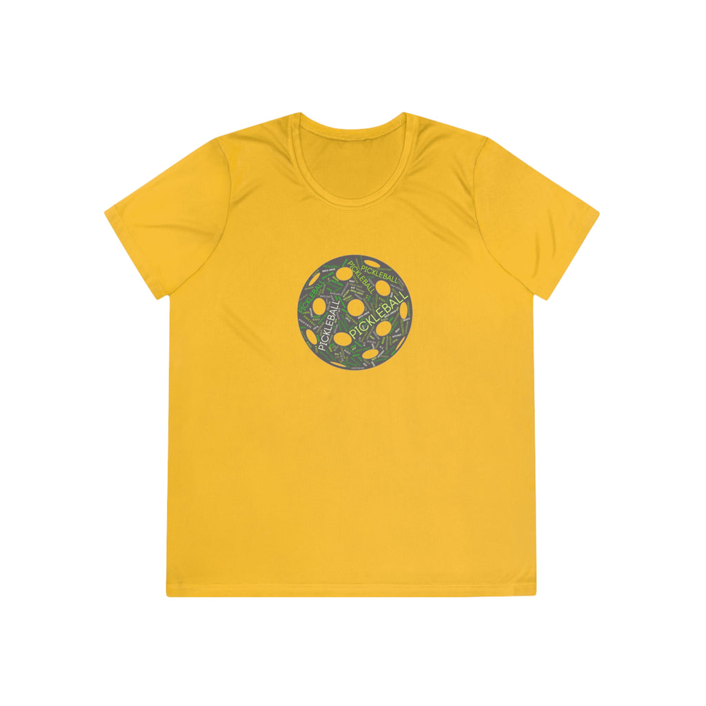 Moisture Wicking Performance Pickleball Word Cloud Tee | Women's Semi-Fitted T-Shirt, Lightweight Activewear | Player Gift