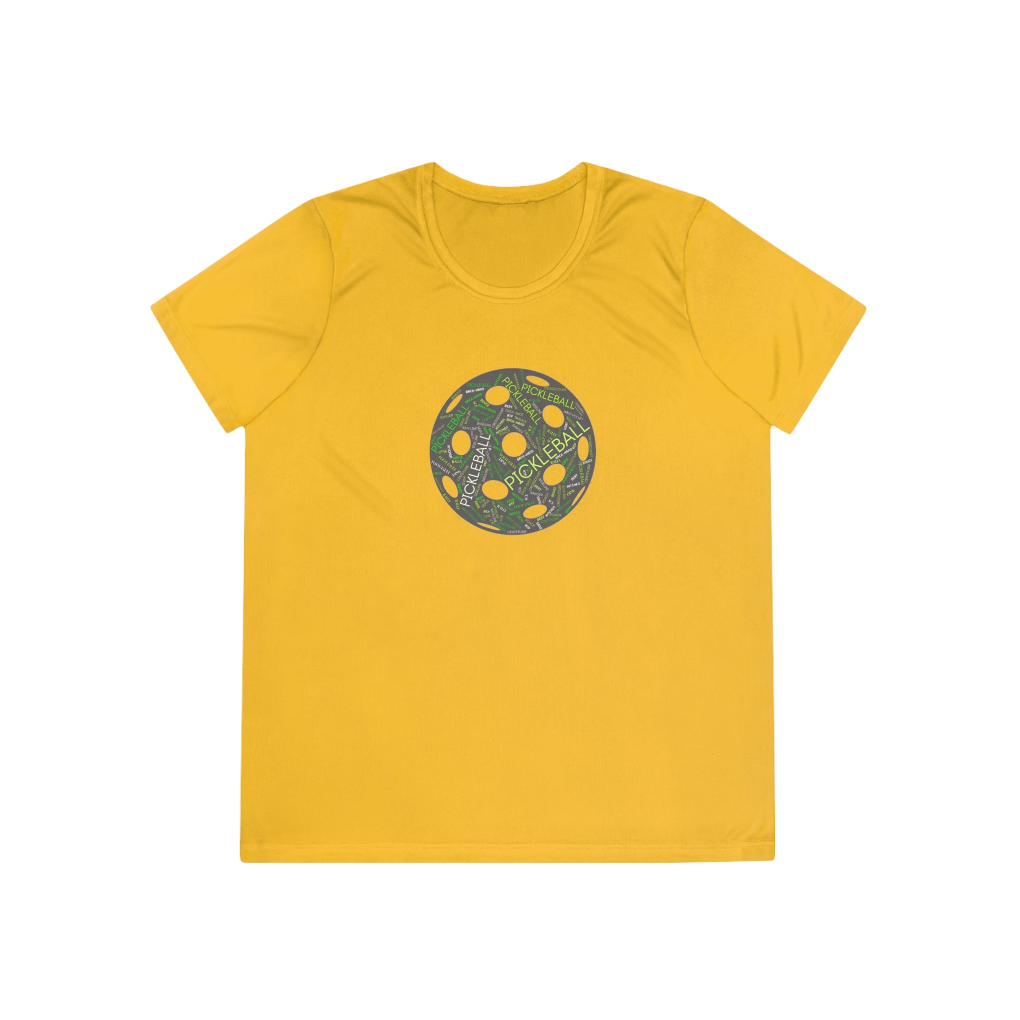 Moisture Wicking Performance Pickleball Word Cloud Tee | Women's Semi-Fitted T-Shirt, Lightweight Activewear | Player Gift