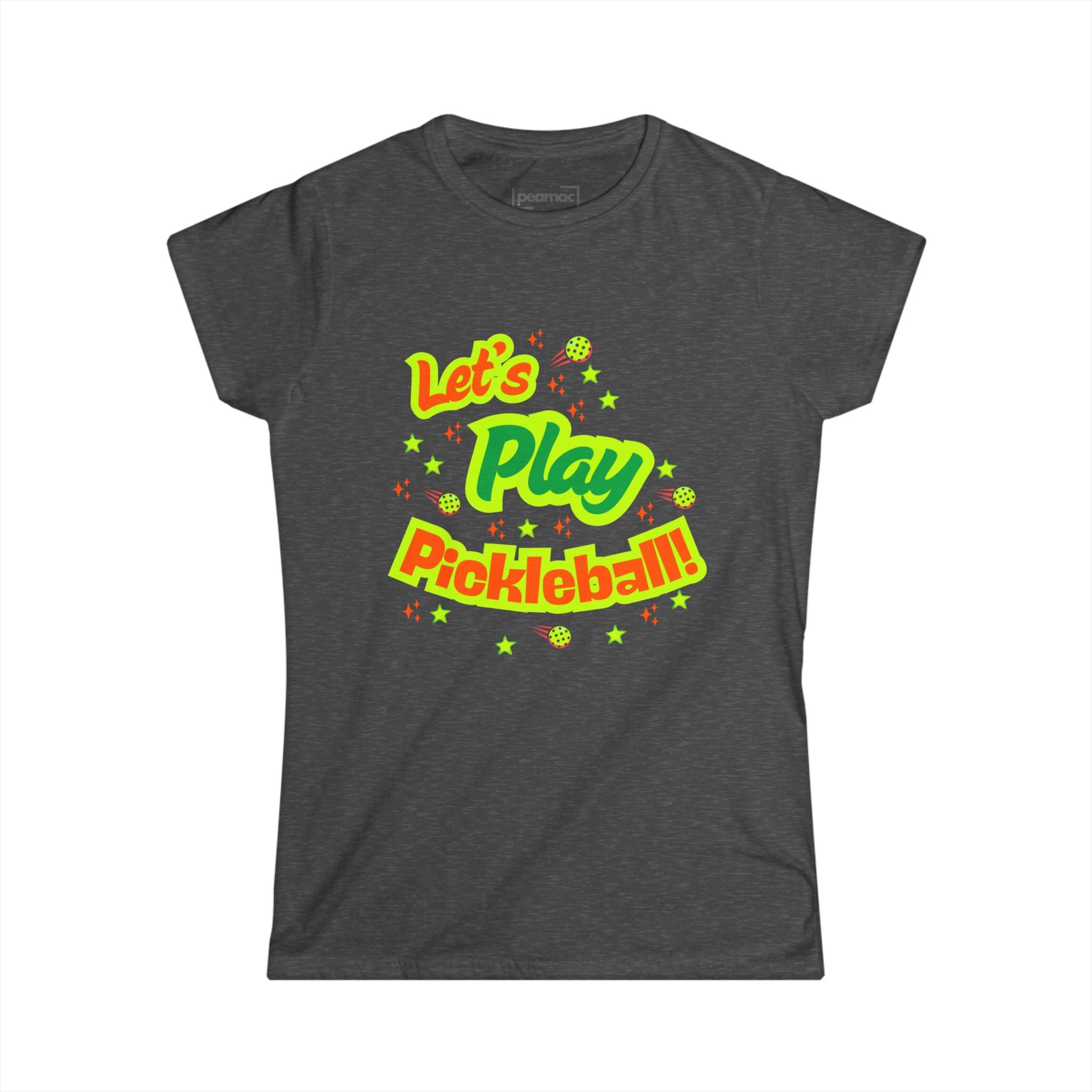 Women's Neon Let's Play Pickleball T-Shirt |  | Soft & Comfy Cotton Tee | Vibrant Active Sport Graphic Shirt | Player Gift