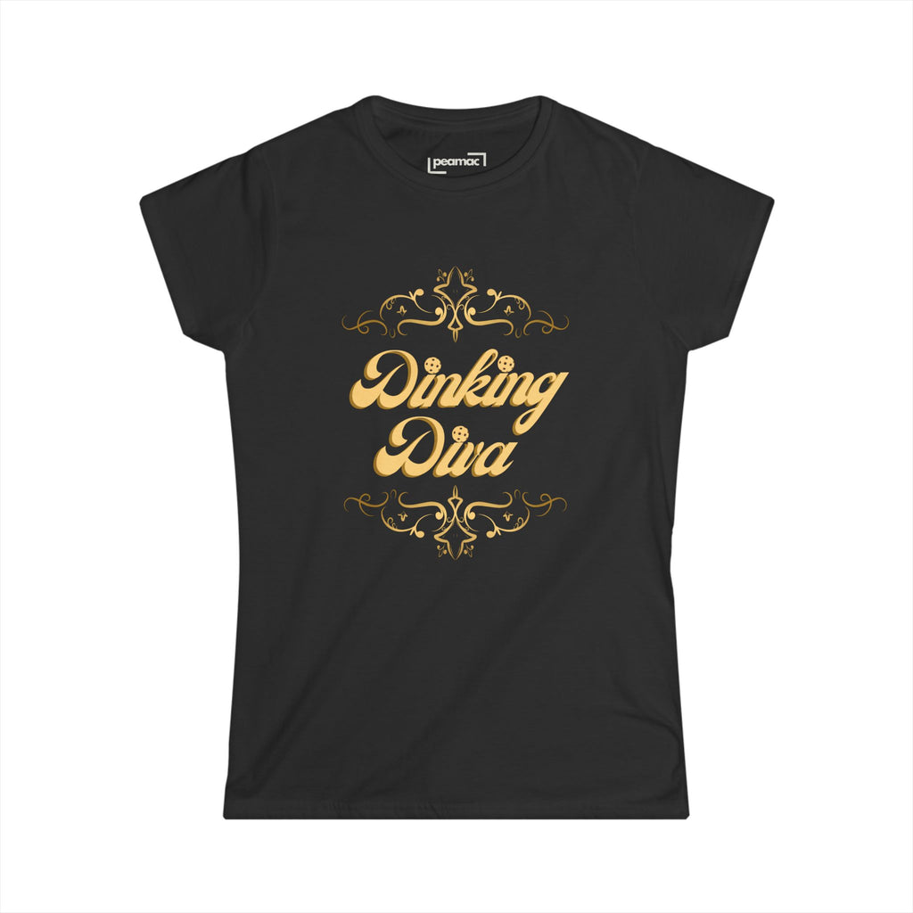 Dinking Diva Pickleball Tee, Women's Shirt, Pickleball Clothes, Gold Filigree Design, Elegant Sports Tee, Gift for Pickleball