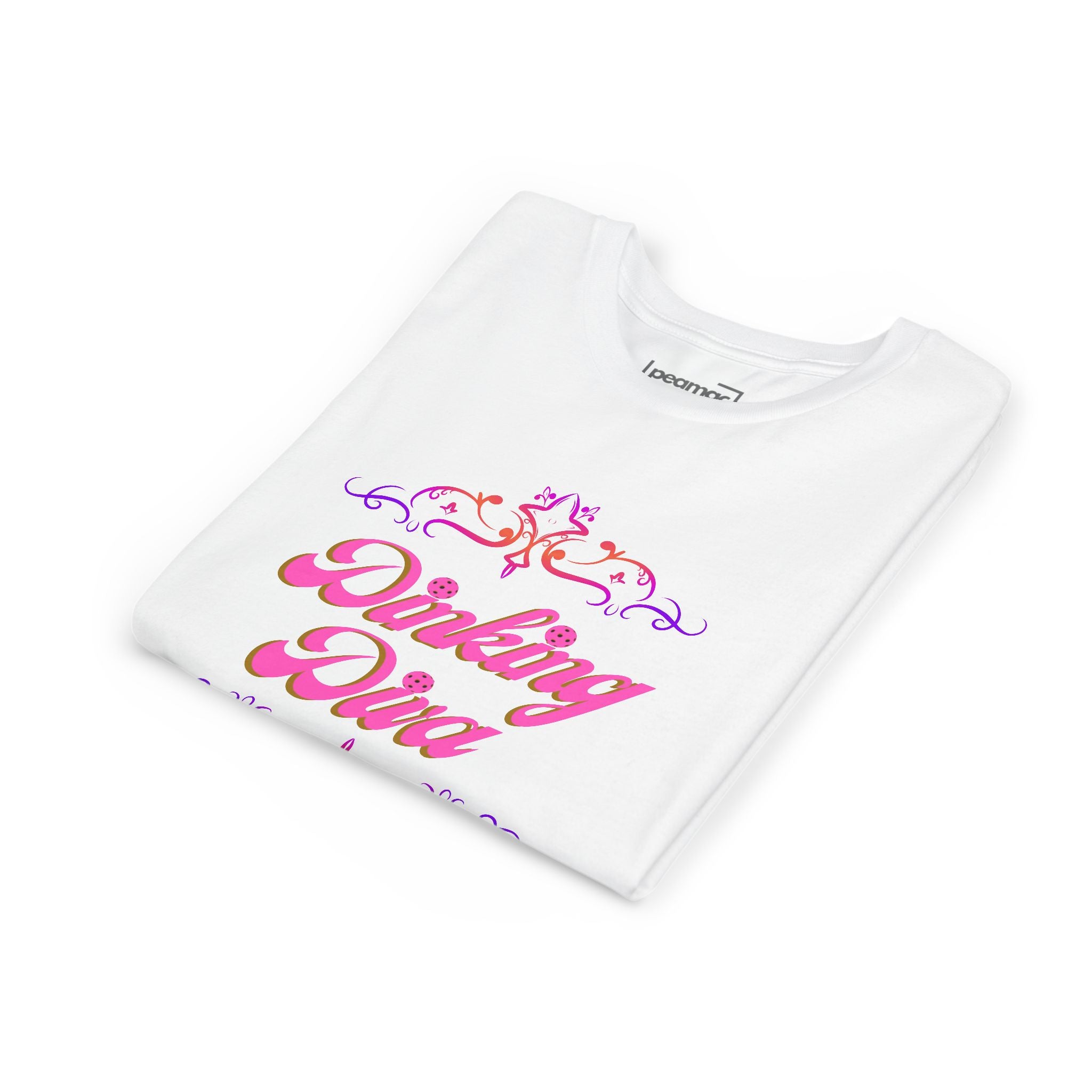 Dinking Diva Fun Youth Kids T-Shirt for Pickleball, Parties, Birthdays, and Everyday Wear, Pink Lettering, Gift for Girls