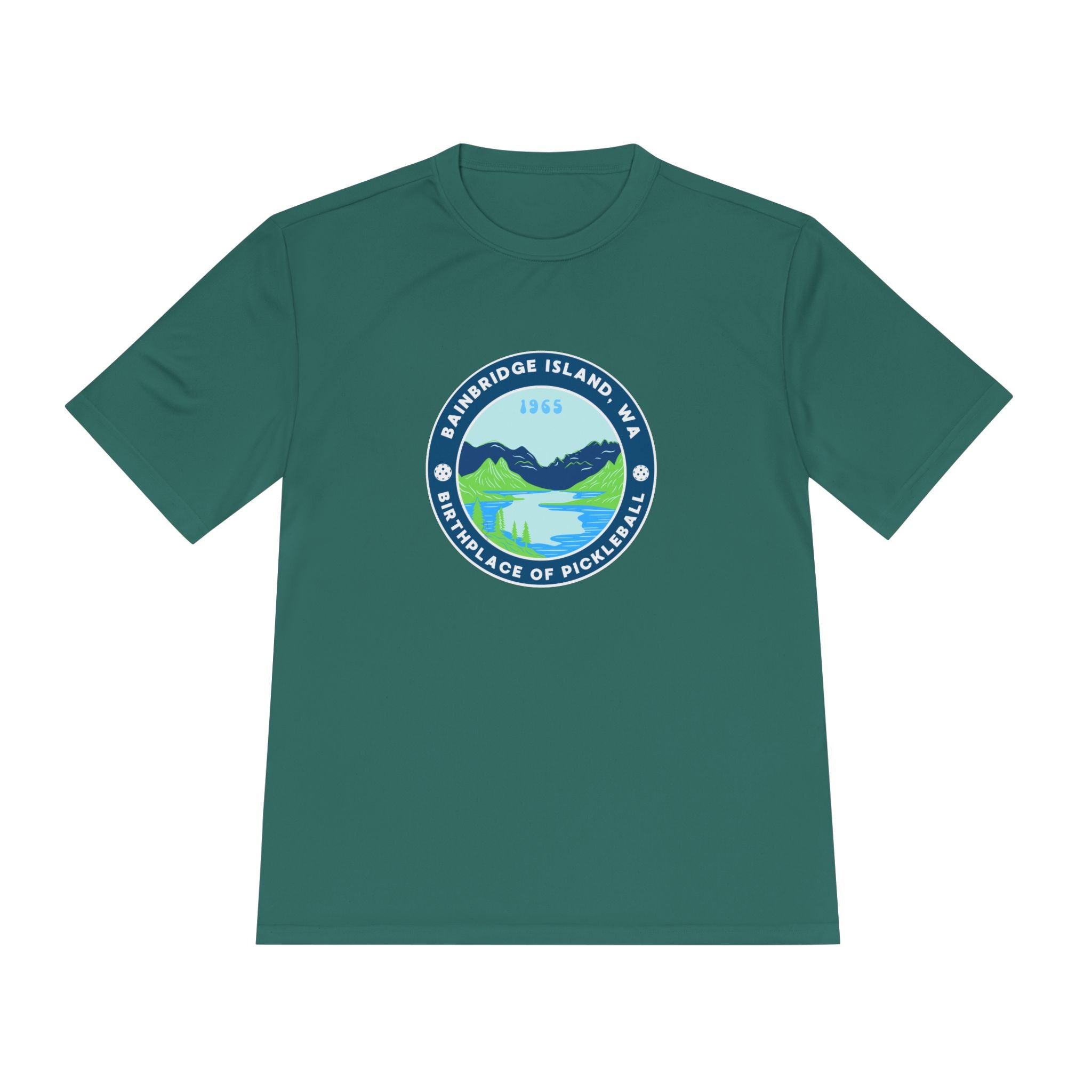 Bainbridge Island WA Birthplace of Pickleball T-Shirt | Moisture Wicking Unisex Tee for Men & Women | Gift for Players