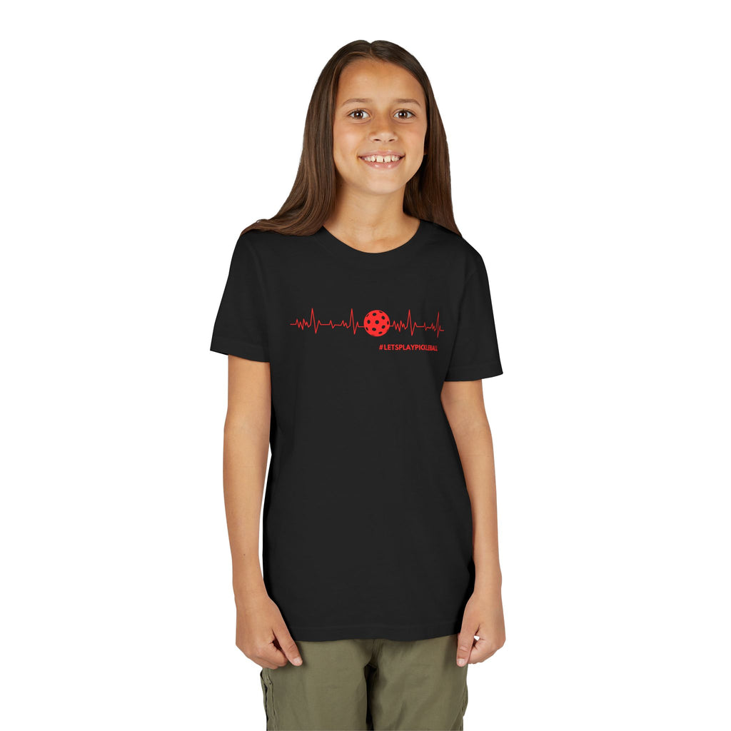 Youth Pickleball T-shirt | Heartbeat #LetsPlayPickleball Shirt  | Kids Sports Tee for Boys & Girls | Soft & Comfy