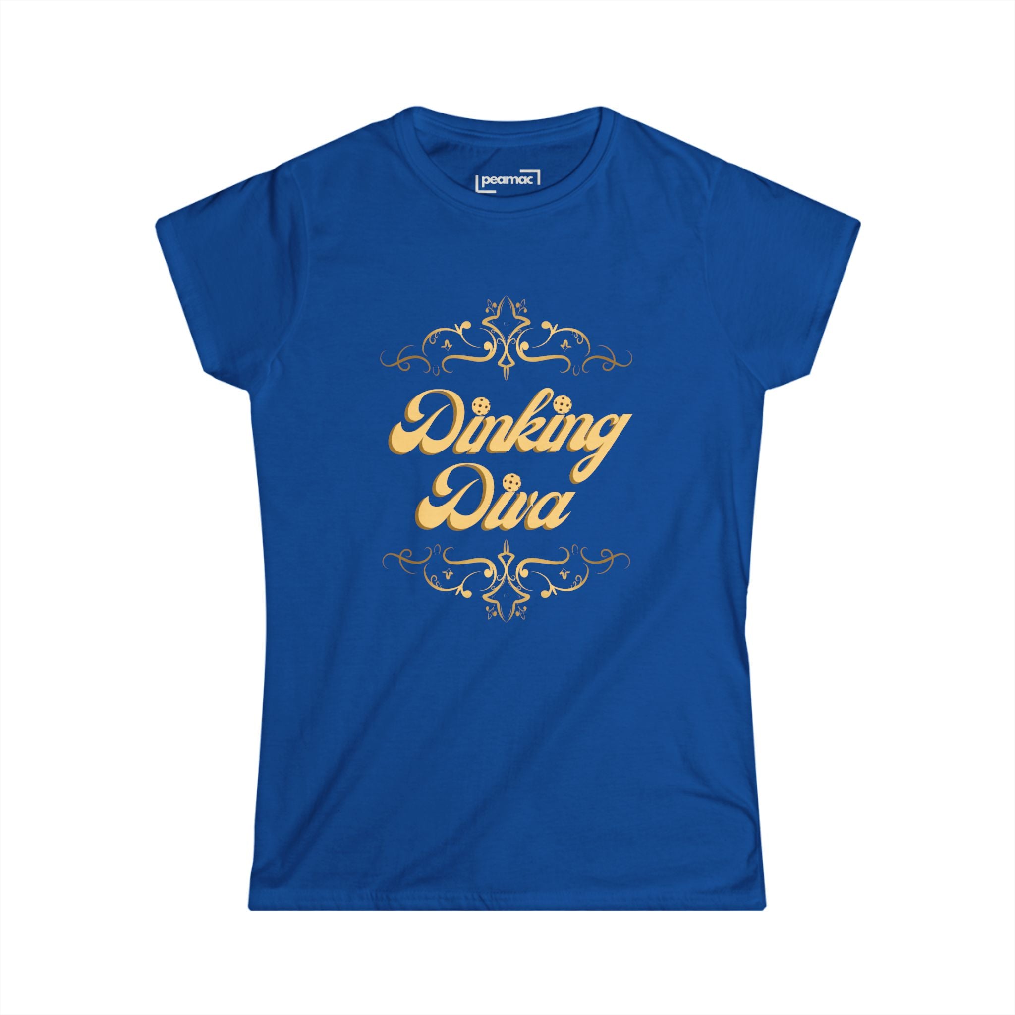Dinking Diva Pickleball Tee, Women's Shirt, Pickleball Clothes, Gold Filigree Design, Elegant Sports Tee, Gift for Pickleball