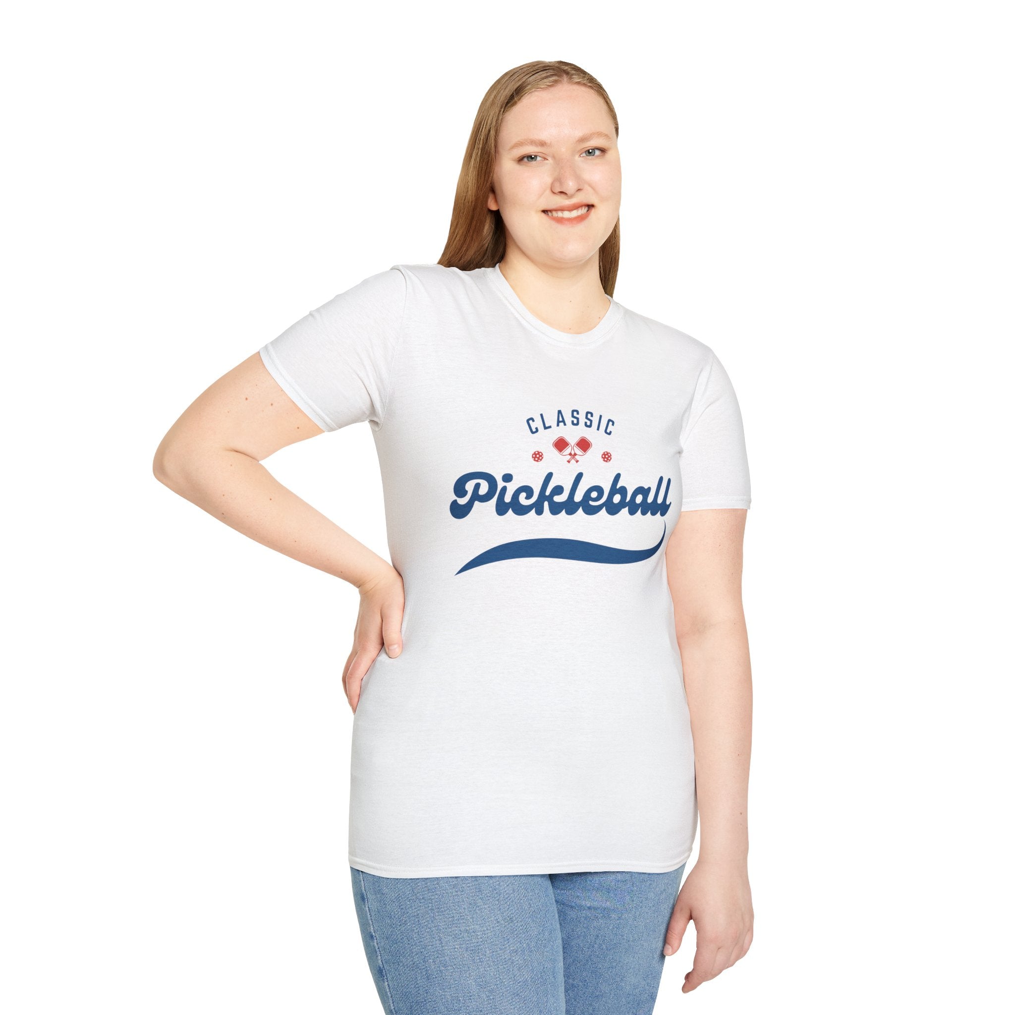 Unisex Classic Red And Blue Retro Pickleball T-Shirt | Relaxed Fit, Soft & Comfy Tee | Lightweight Activewear | Player Gift