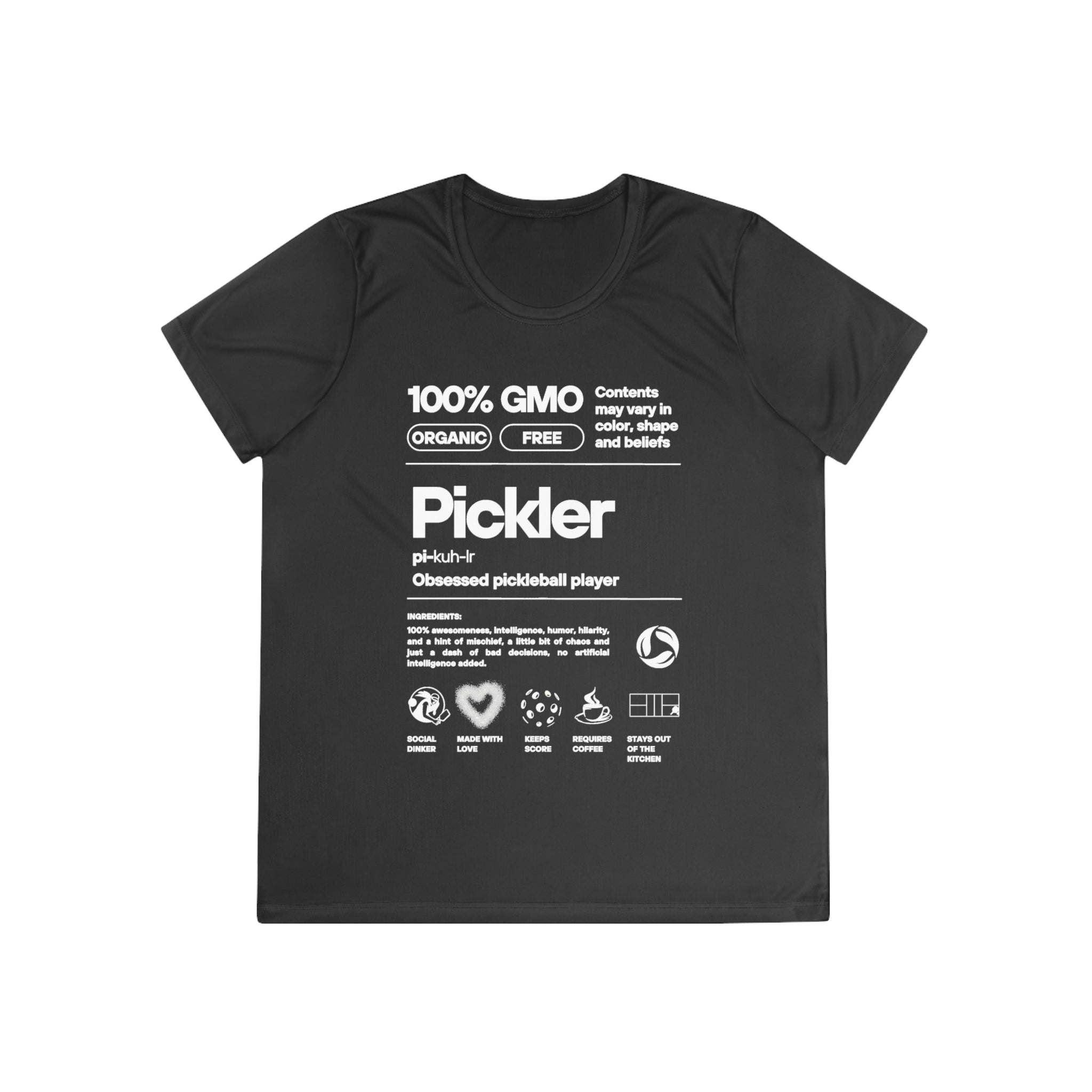 Women's Pickler Funny Definitions Tee | Moisture Wicking Performance T-Shirt | Lightweight Activewear | Gift for Players