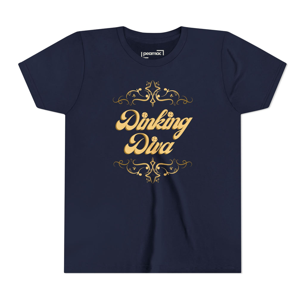 Youth Gold Dinking Diva T-Shirt | Fun Kids Tee For Pickleball, Parties, Birthdays, And Everyday Wear | Gift For Girls