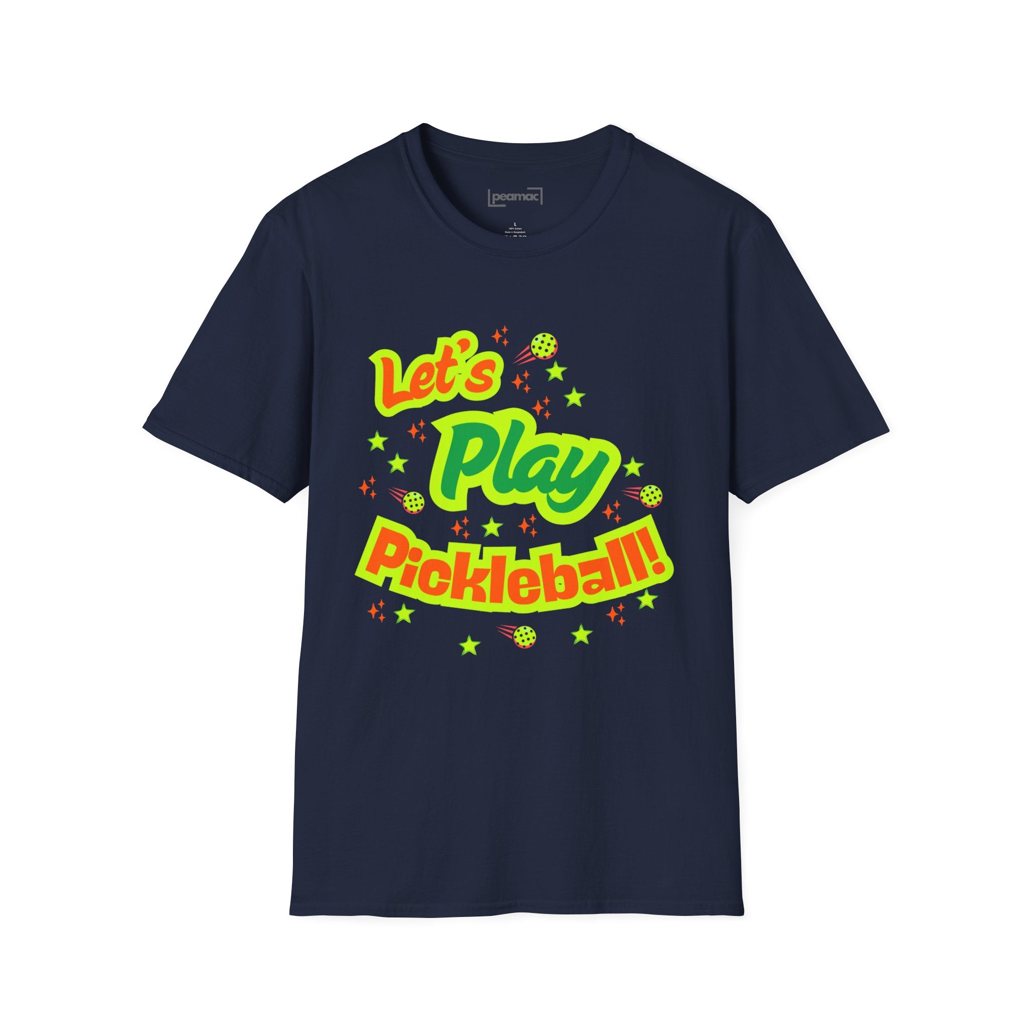 Neon Let's Play Pickleball! T-Shirt | Fun Unisex Cotton Tee | Vibrant Active Sport Graphic Shirt | Gift for Men & Women