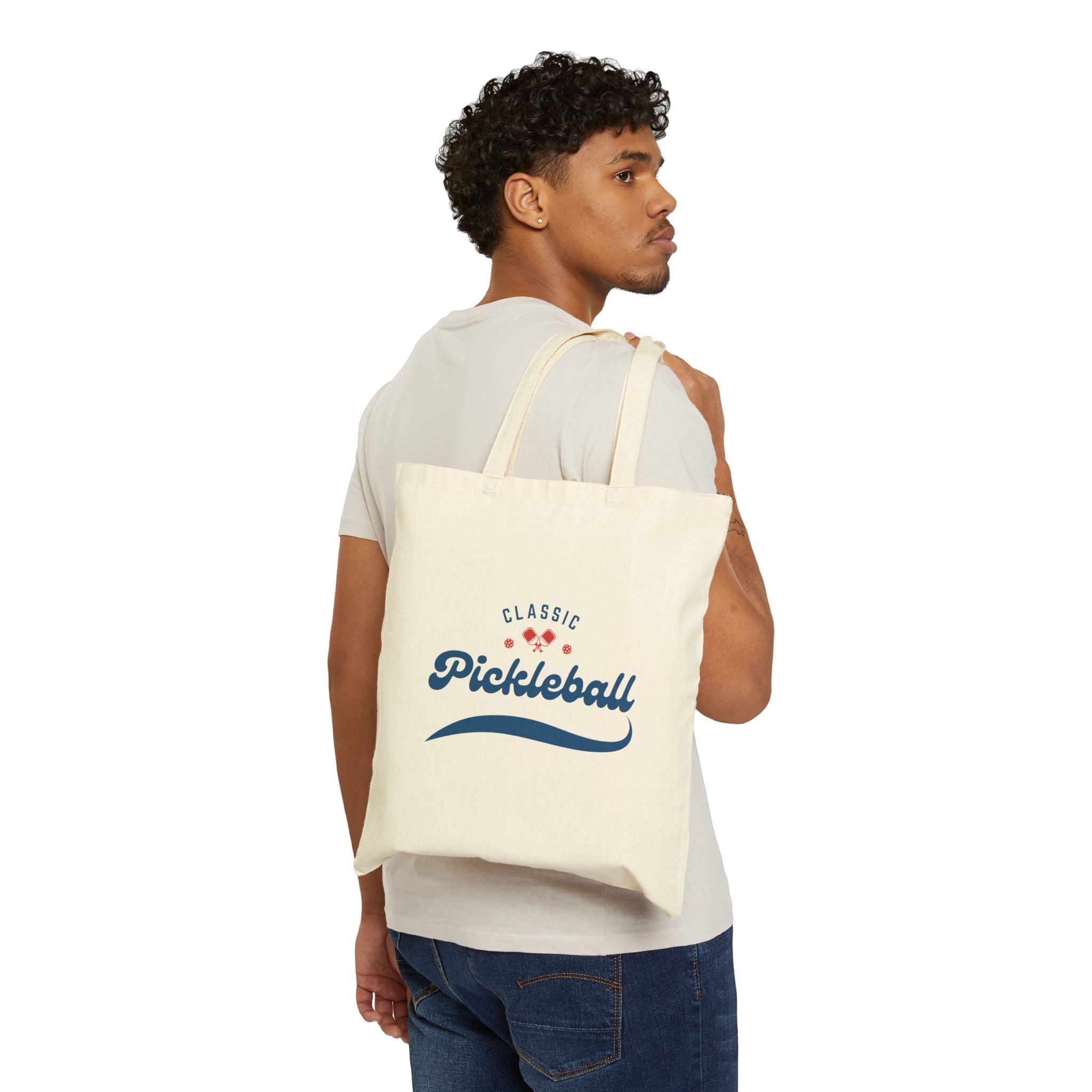 Pickleball Classic Red & Blue Canvas Tote for Gear & Gifts | Durable Natural Cotton Shoulder Bag | Gift for Men & Women