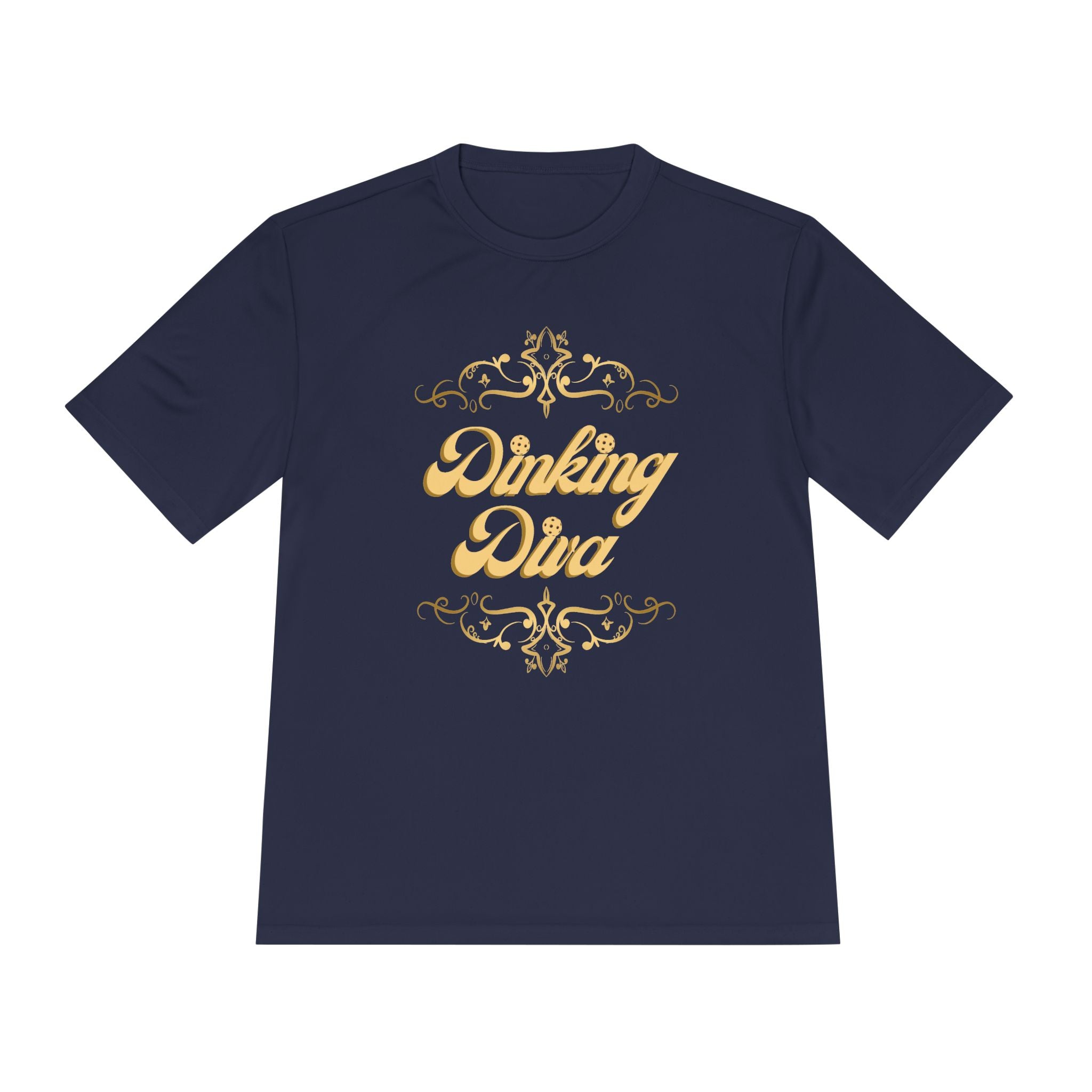 Pickleball Relaxed Fit, Moisture Wicking Performance T-Shirt | Dinking Diva (Gold) | Lightweight Activewear
