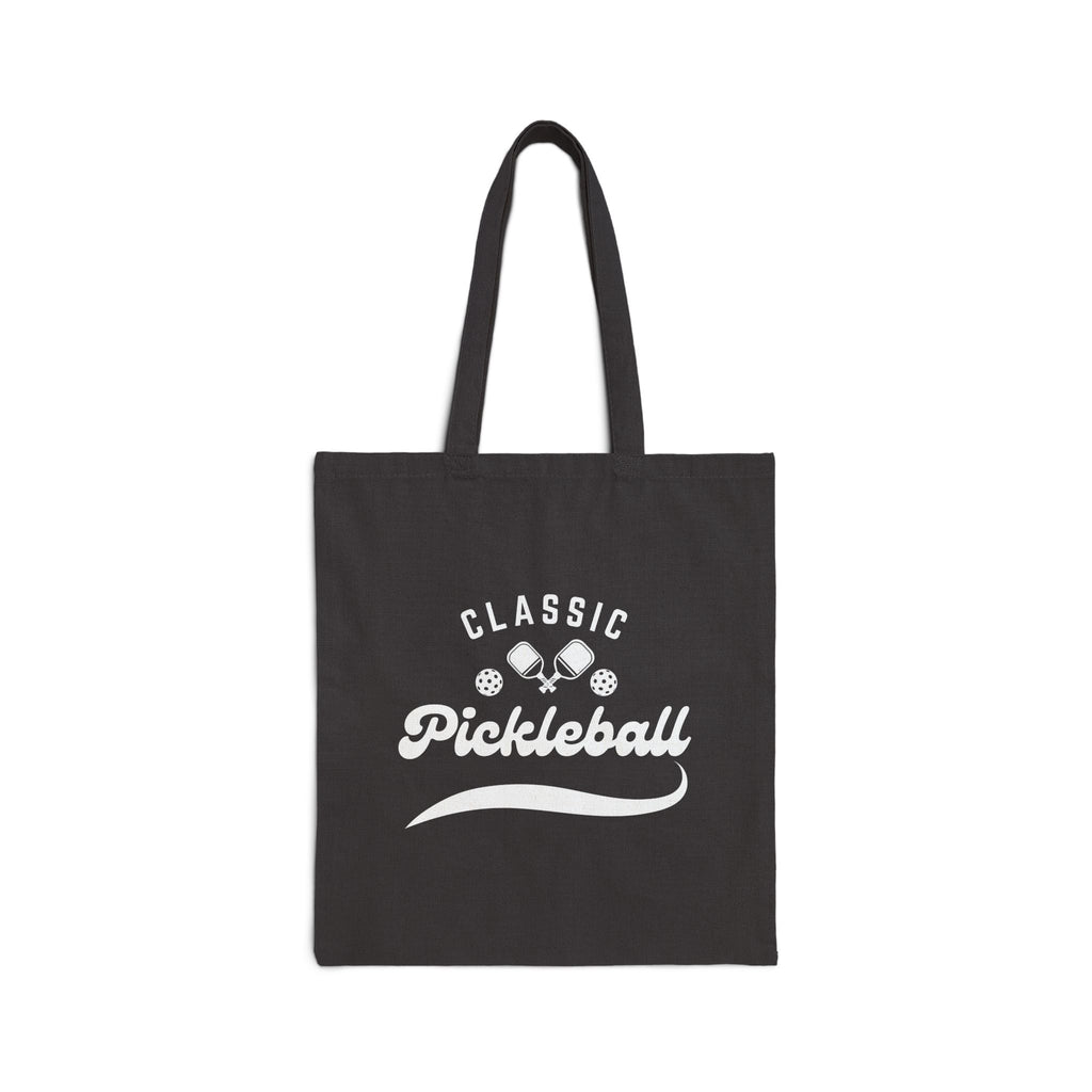 Pickleball Classic Canvas Tote for Gear & Gifts | Durable Black Cotton Shoulder Bag | Reusable Court & Travel Accessory