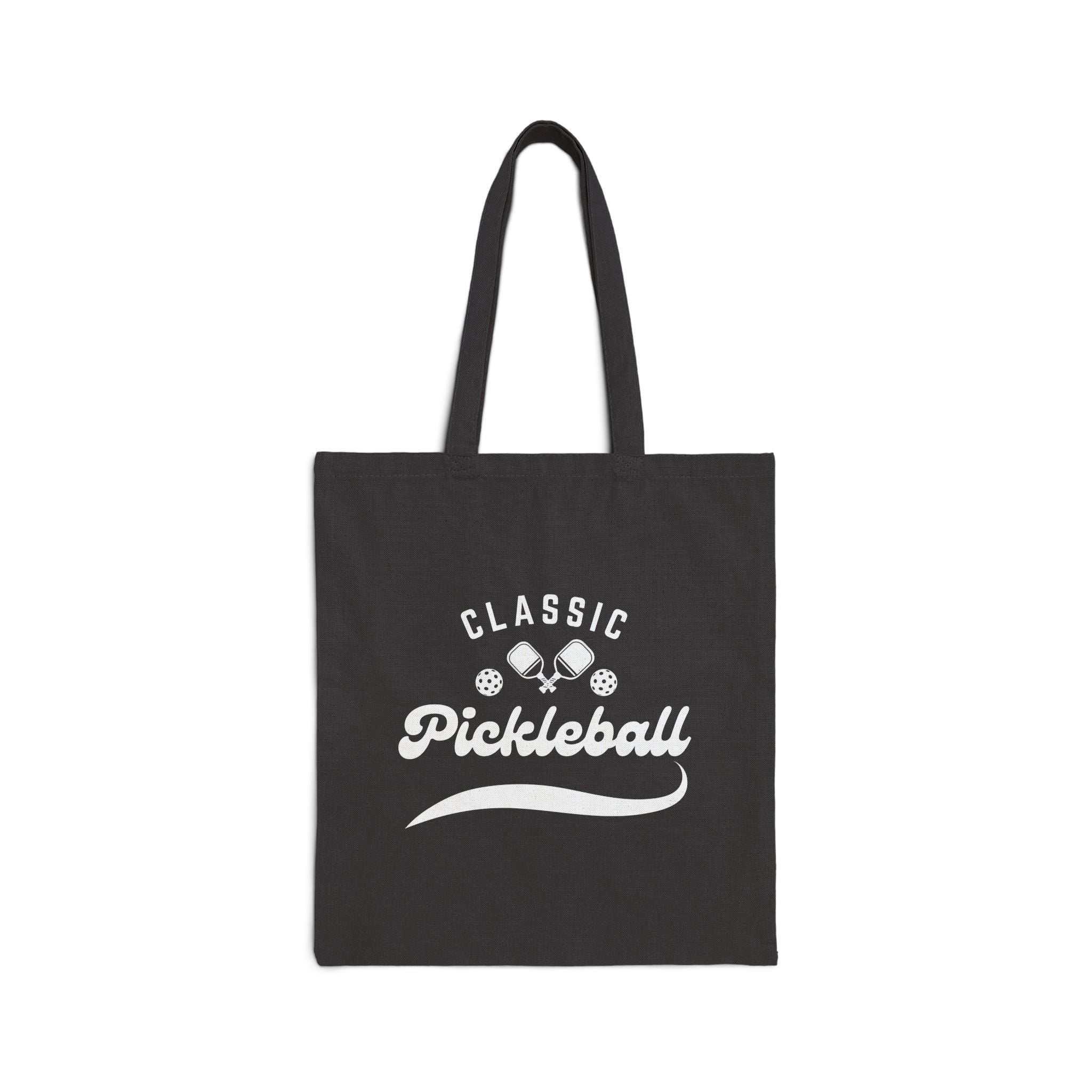 Pickleball Classic Canvas Tote for Gear & Gifts | Durable Black Cotton Shoulder Bag | Reusable Court & Travel Accessory