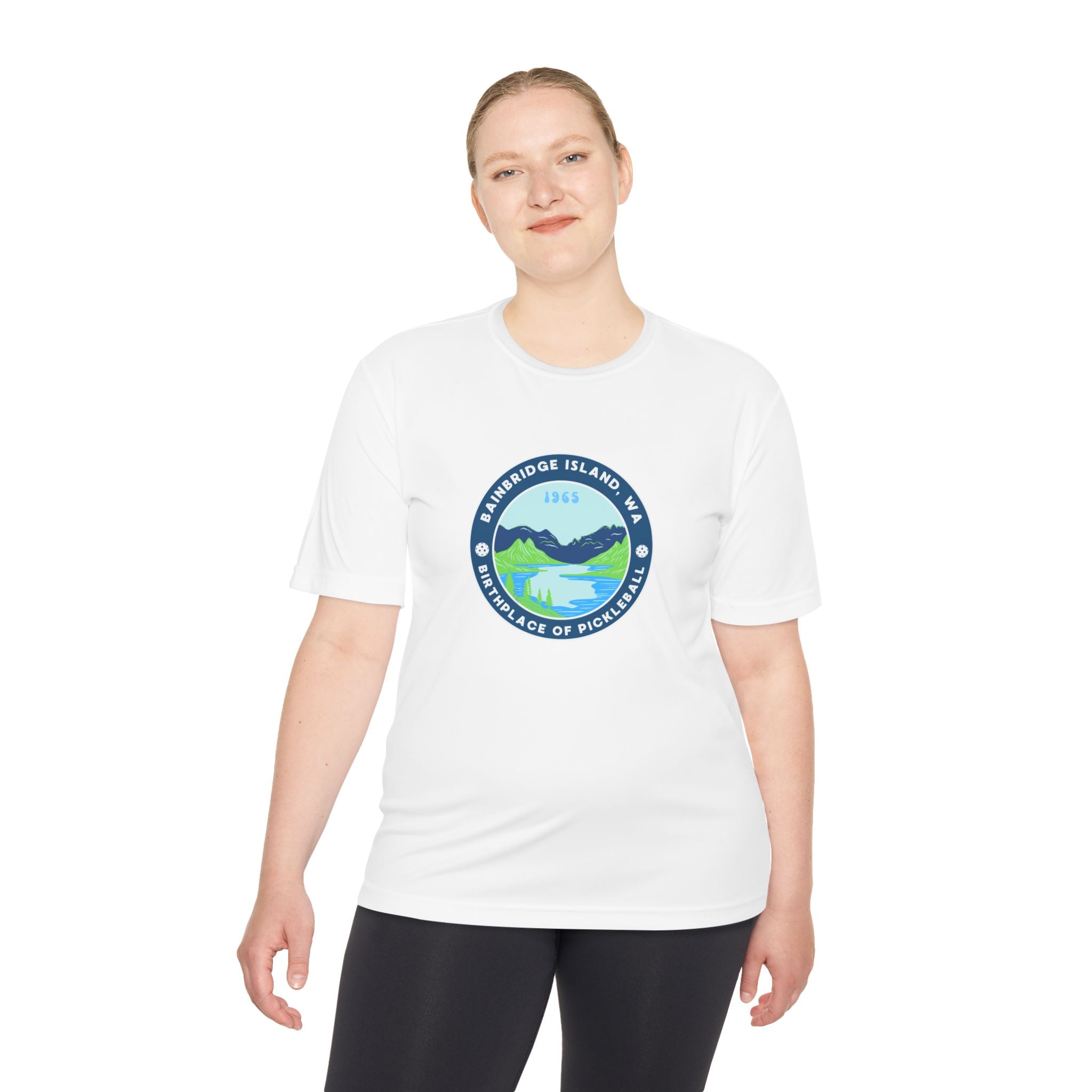 Bainbridge Island WA Birthplace of Pickleball T-Shirt | Moisture Wicking Unisex Tee for Men & Women | Gift for Players