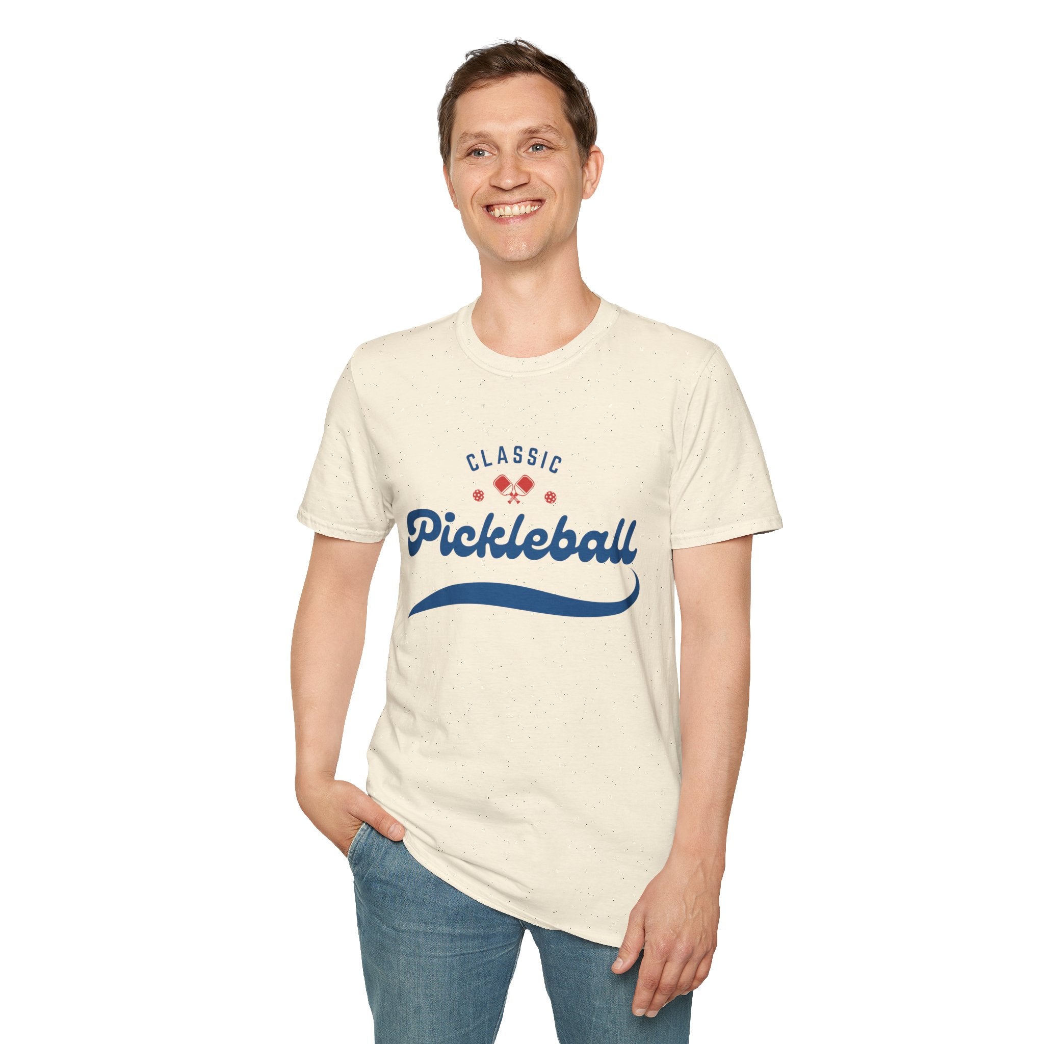 Unisex Classic Red And Blue Retro Pickleball T-Shirt | Relaxed Fit, Soft & Comfy Tee | Lightweight Activewear | Player Gift