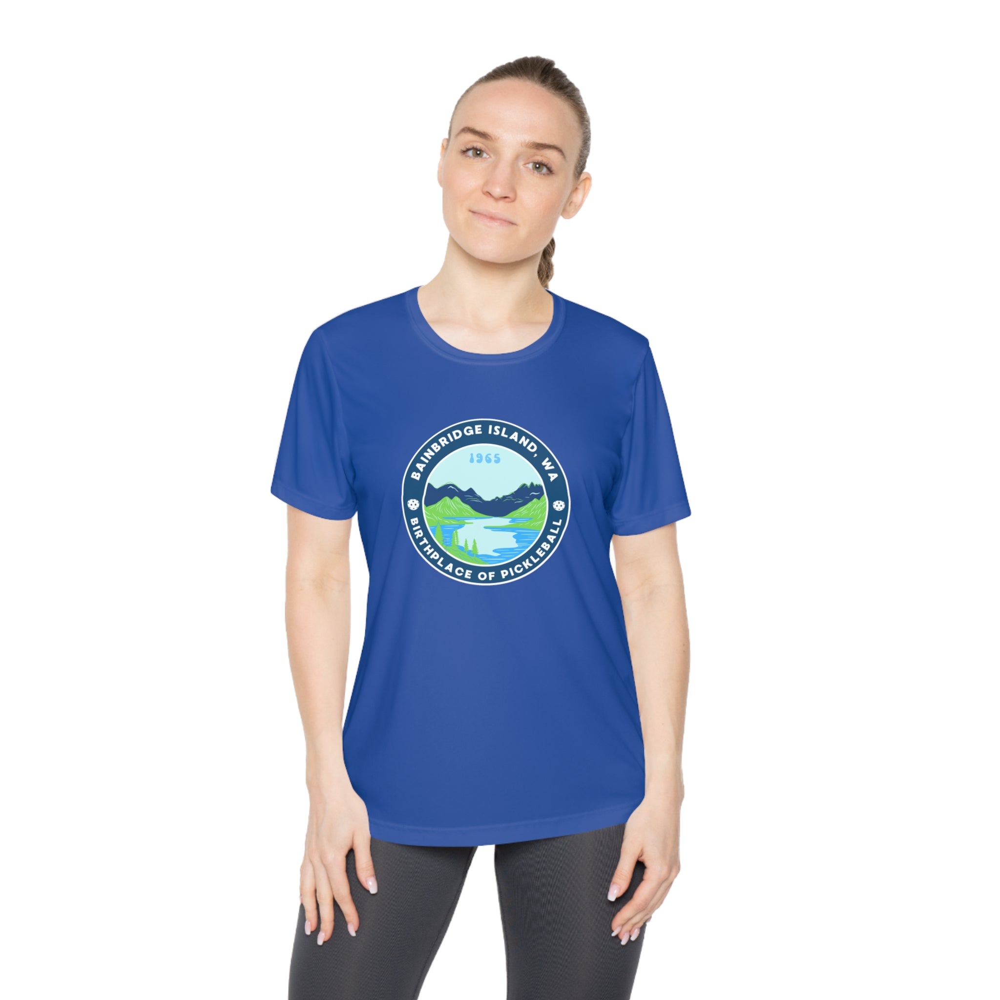 Women's Moisture Wicking Performance Semi-Fitted T-shirt | Bainbridge Island, WA the Birthplace of Pickleball Tee