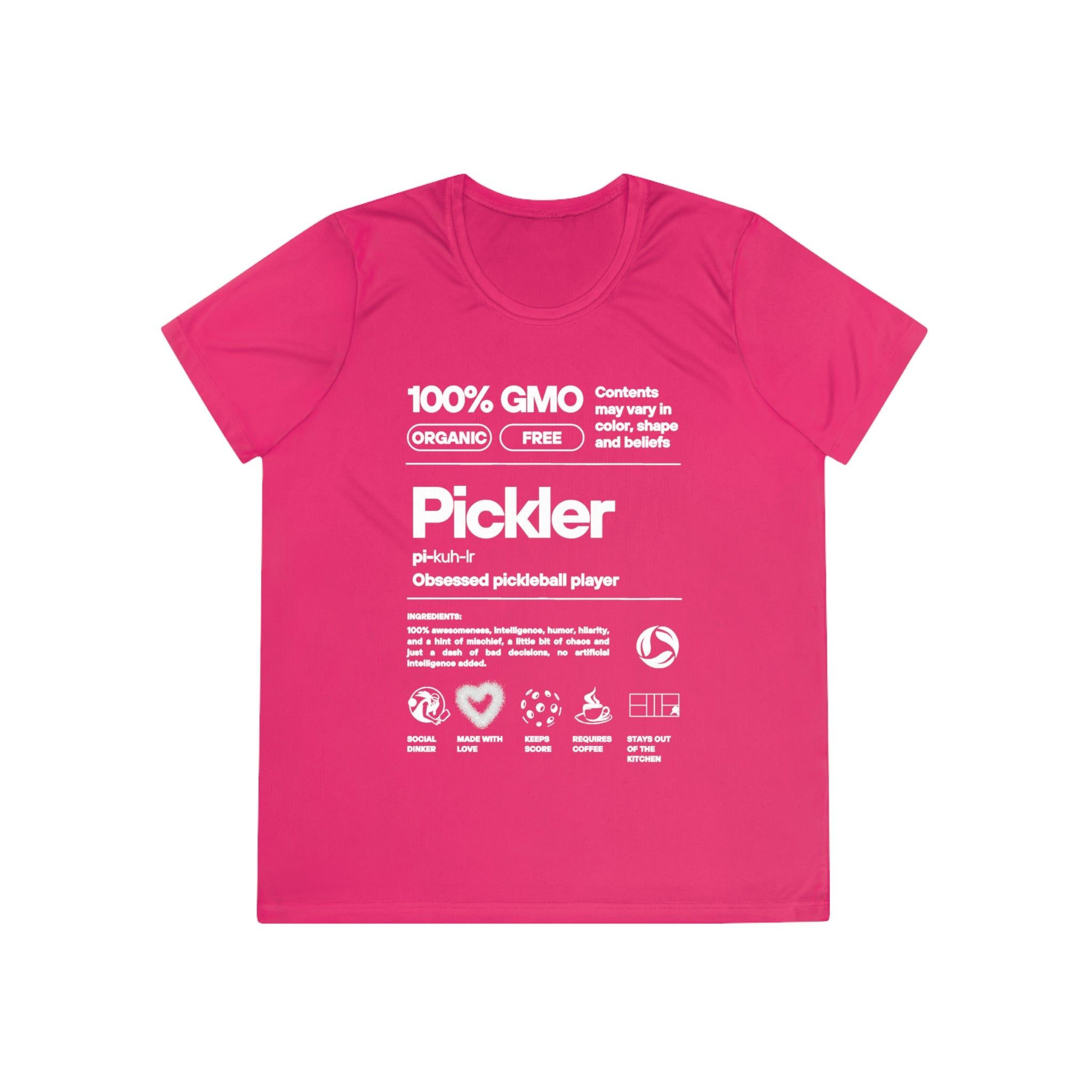 Women's Pickler Funny Definitions Tee | Moisture Wicking Performance T-Shirt | Lightweight Activewear | Gift for Players