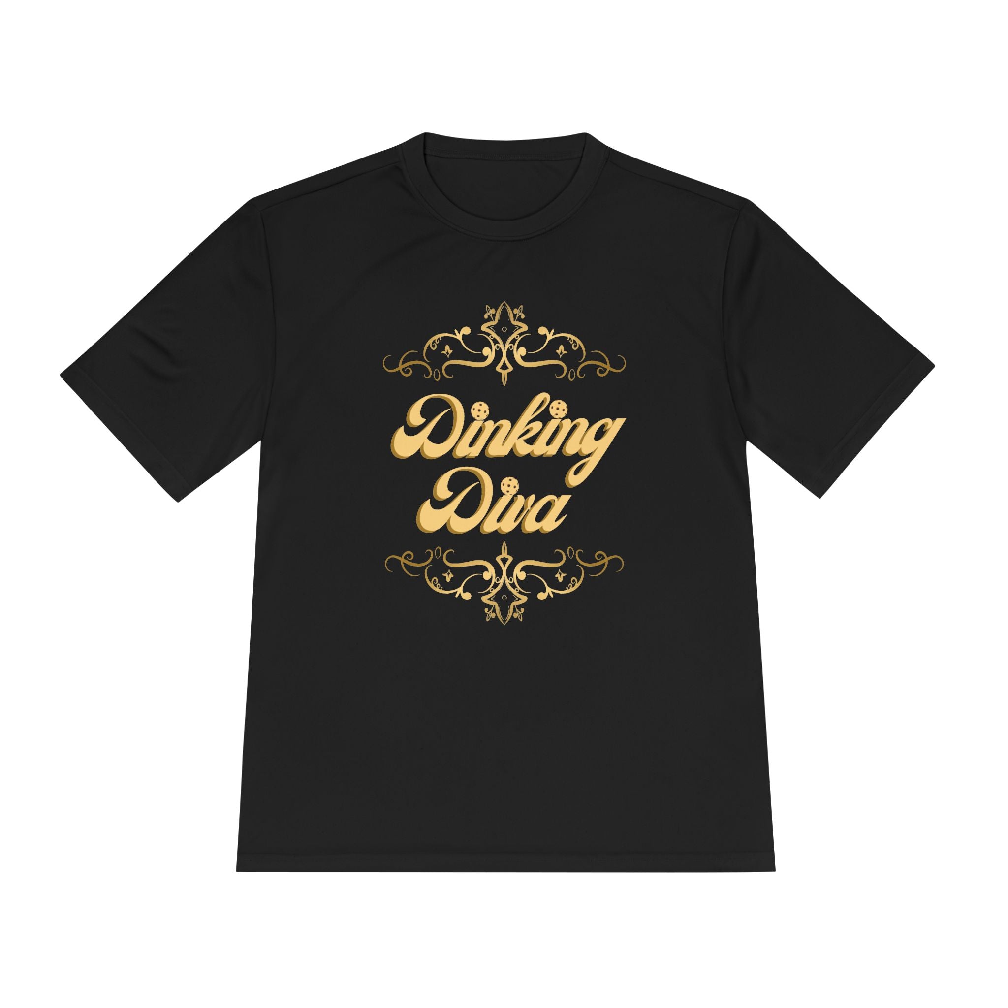 Pickleball Relaxed Fit, Moisture Wicking Performance T-Shirt | Dinking Diva (Gold) | Lightweight Activewear