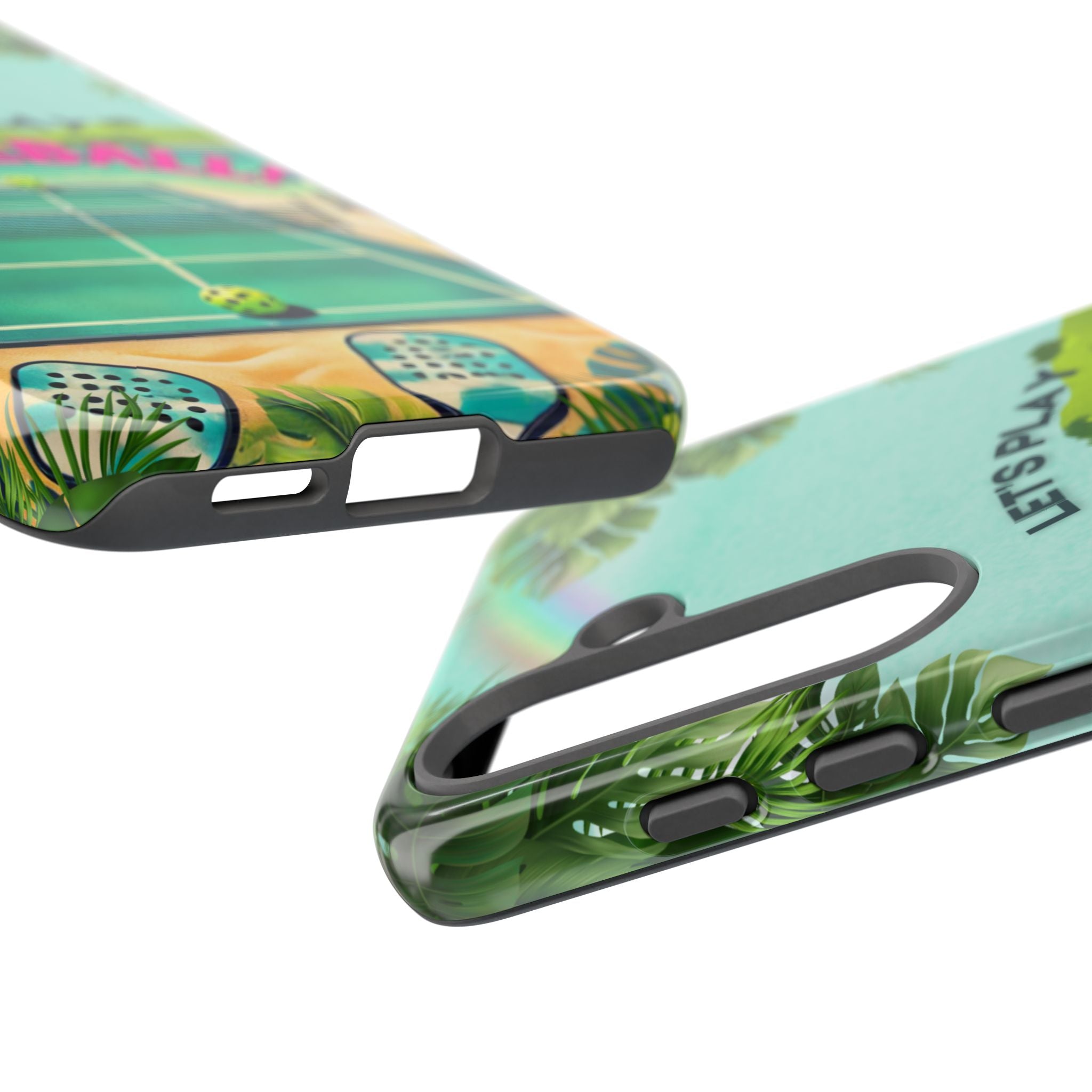 Tough Dual Layer Phone Case for Samsung Galaxy S25 Tropical Pickleball Case Supports Wireless Charging, Gift for Players